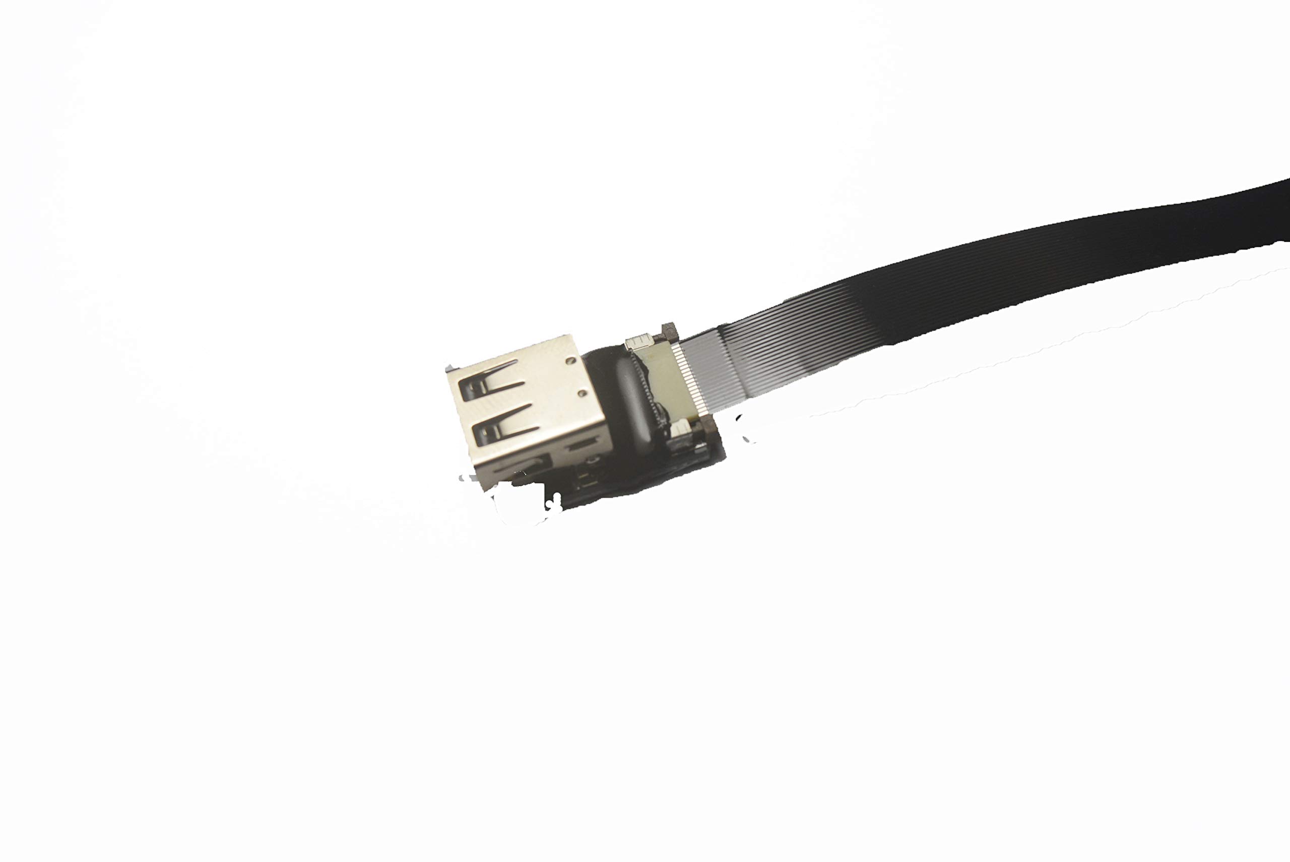 FPV Flat Slim Thin Ribbon FPC Cable - USB A Male to Female Straight Connector - 15CM Black - Sync & Charge Cable for Drones, Cameras, and Electronics