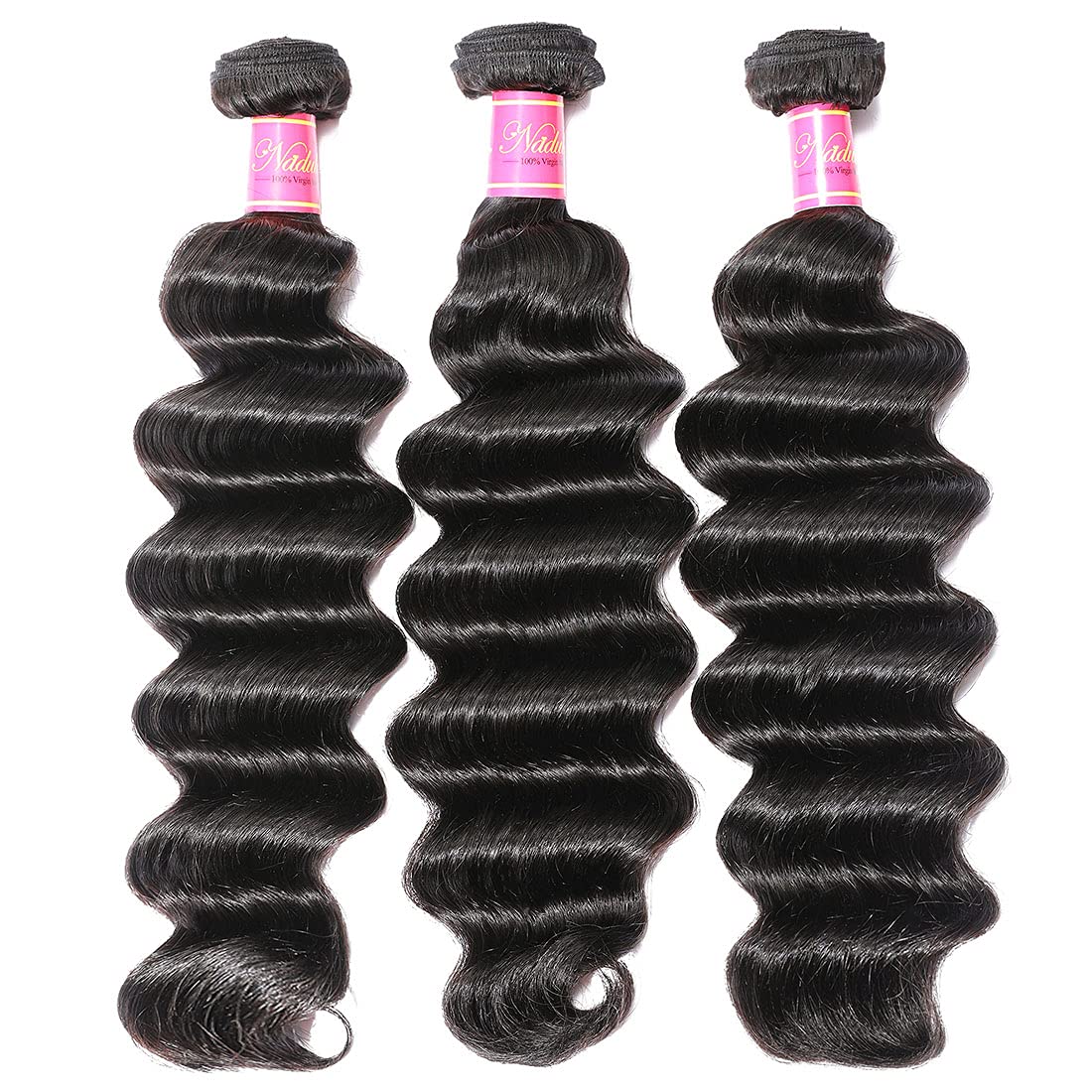 Nadula 8A Brazilian Loose Deep Wave Hair Bundles - 100% Unprocessed Virgin Human Hair Weave (18 20 22 Inches) for Natural Look | Perfect for Wigs, Extensions & Styling