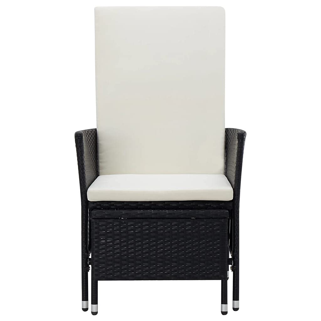 Premium Black Poly Rattan Reclining Garden Chair with Cushions - Outdoor Patio Sun Lounger for Poolside, Backyard & Balcony Relaxation