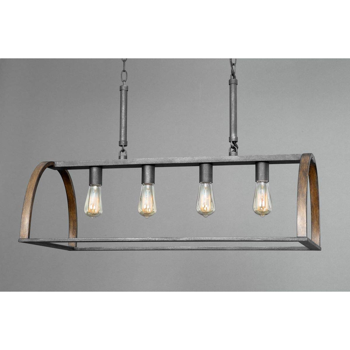 Trestle Collection 4-Light Farmhouse Chandelier - Gilded Iron Rustic Ceiling Light Fixture for Dining Room, Kitchen Island & Entryway