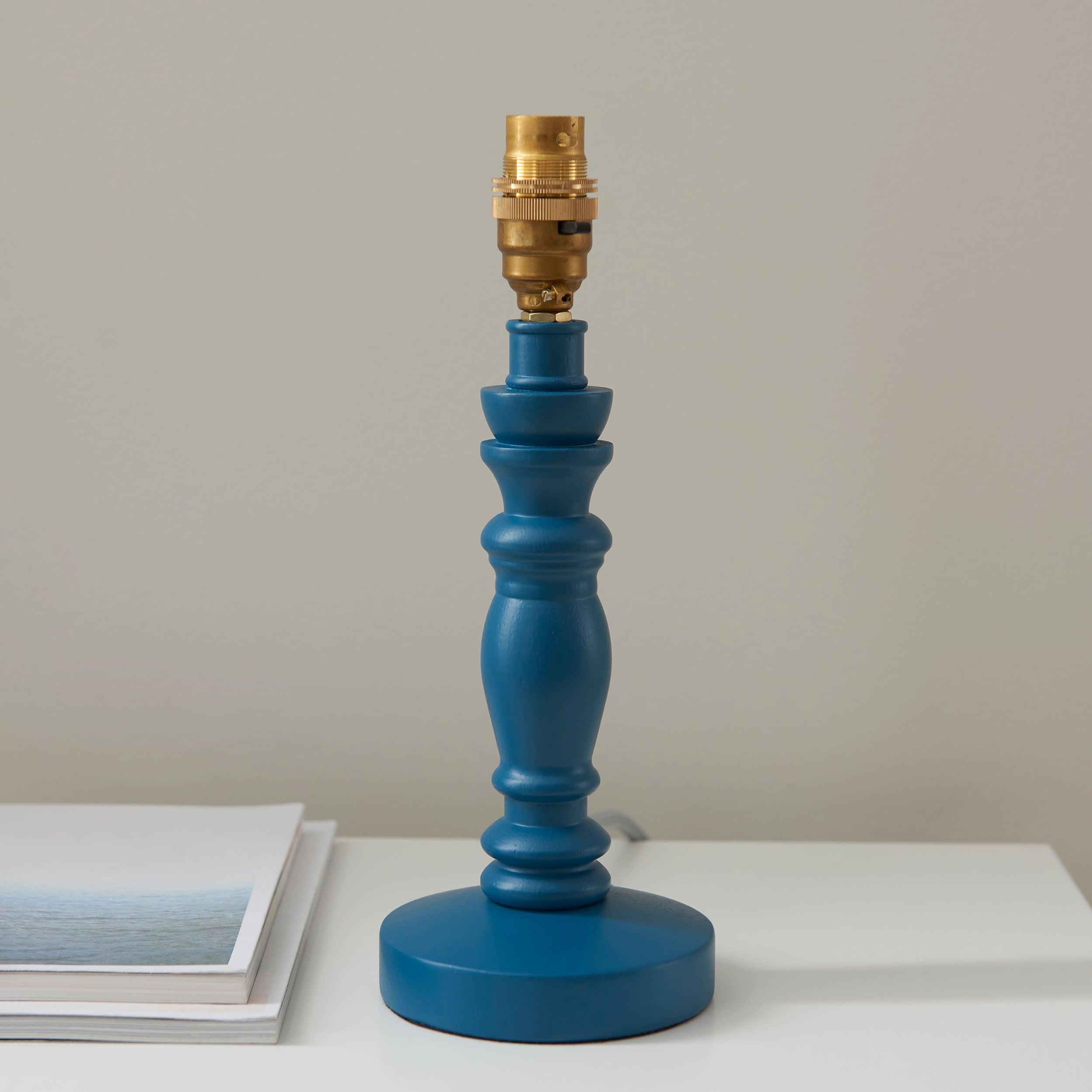 Bibury Blue Table Lamp with 20cm Peachy Keen Leaf Shade - Perfect for Bedroom, Living Room, and Office Decor