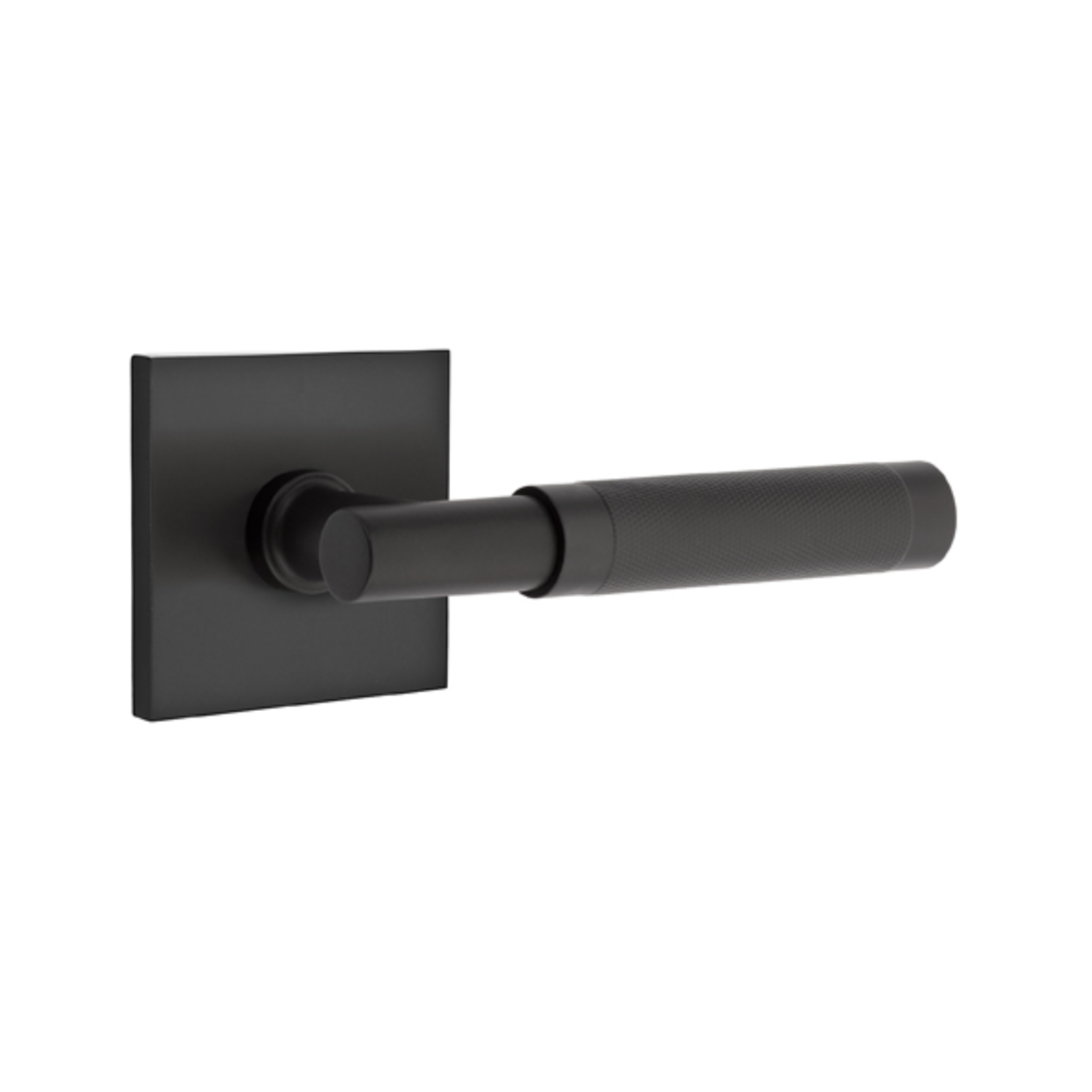 T Bar Knurled SELECT Matte Black Door Lever with Square Rosette - Modern Handle for Interior Doors, Bedrooms, Offices & Cabinets