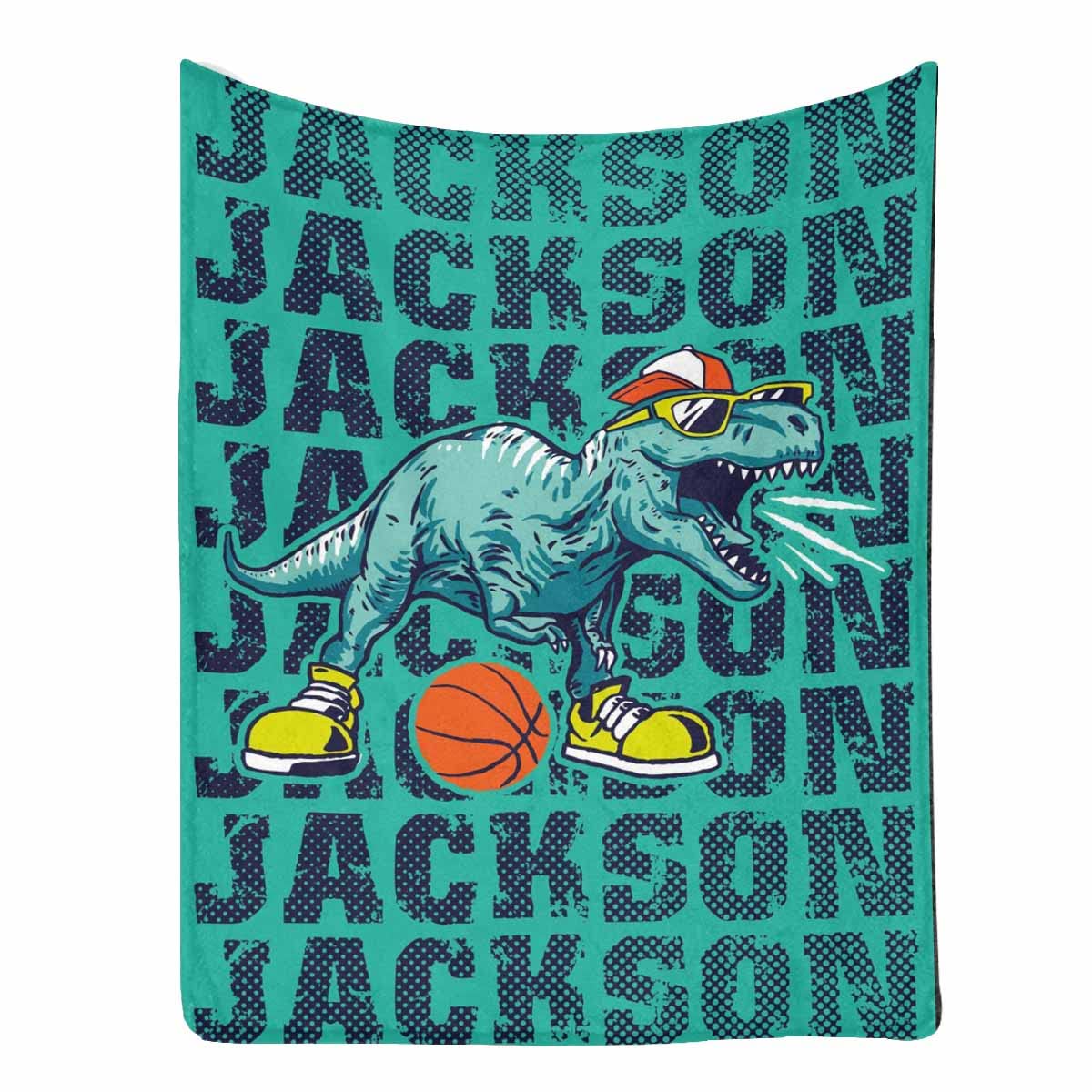 Personalized Dinosaur Fleece Blanket for Kids & Adults - Custom Name Dino Basketball Throw Blanket - Soft Cozy Gift for Granddaughter, Grandson Birthday - Perfect for Bedroom, Office, Couch Decor (30x40 Inches) - Great for Snuggling, Gifts & Home Decor