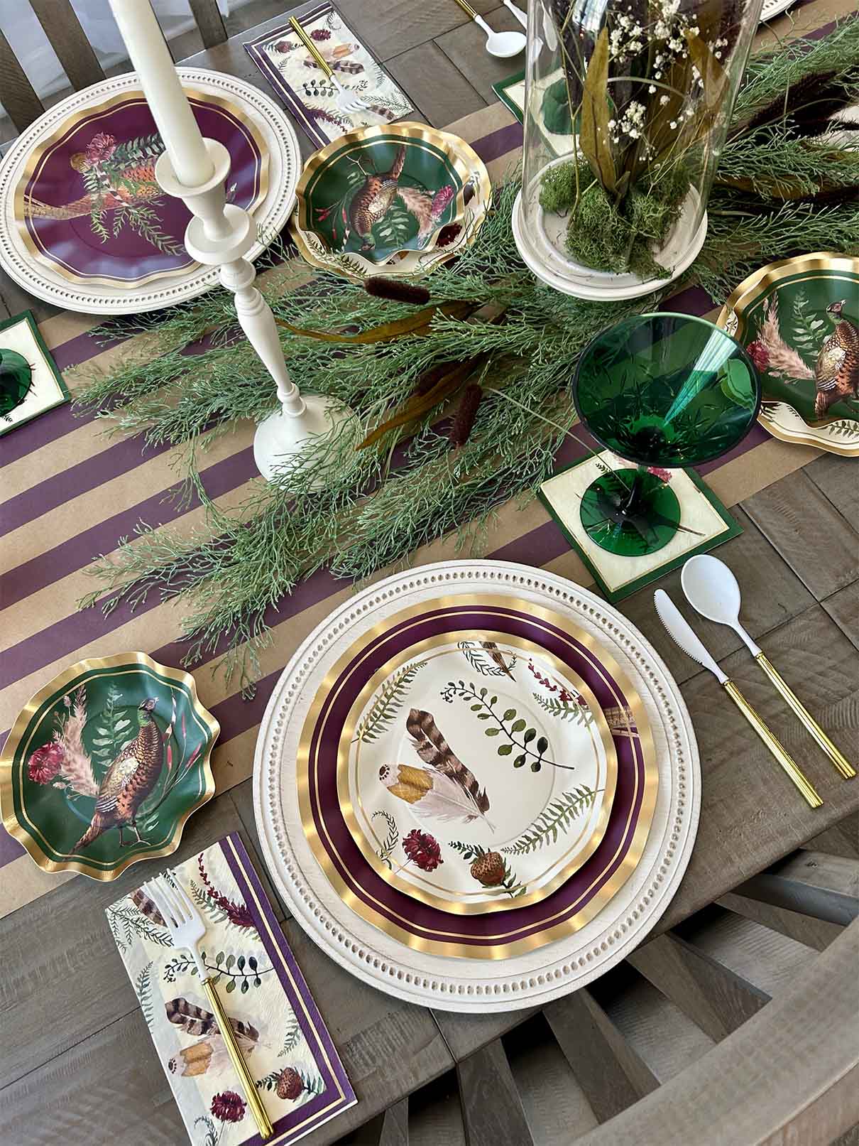 Feather Grove Elegant Table Setting - 12-Piece Dinnerware Set for Formal Dining, Weddings & Special Occasions | Porcelain Plates, Bowls & Cups | Perfect for Holiday Entertaining & Fine Dining Experience