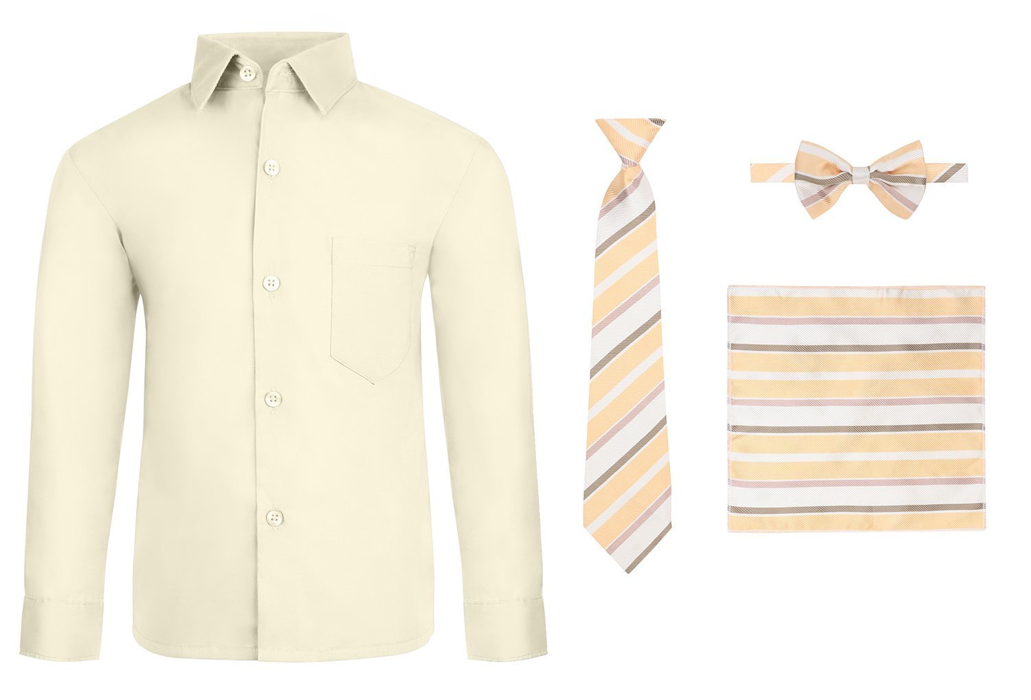 S.H. Churchill & Co. Boys' 6-Piece Formal Dress Set - Banana Yellow Dress Shirt & Black Comfort Waist Dress Pants with Tie, Bow Tie, Hanky & Belt - Size 8 - Perfect for Weddings, Church, School Photos & Special Occasions