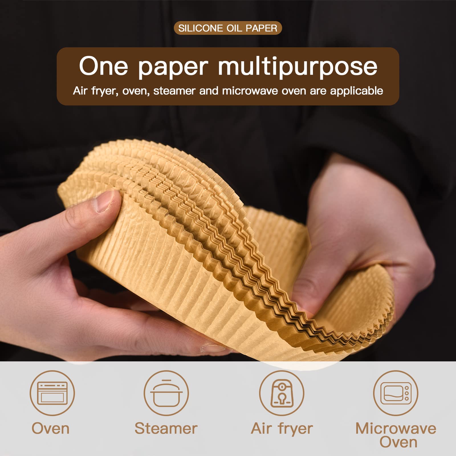 100PCS AW&SH Air Fryer Liners - 6.3 Inch Disposable Parchment Paper for Air Fryer | Perfect for Cooking, Baking & Healthy Meals