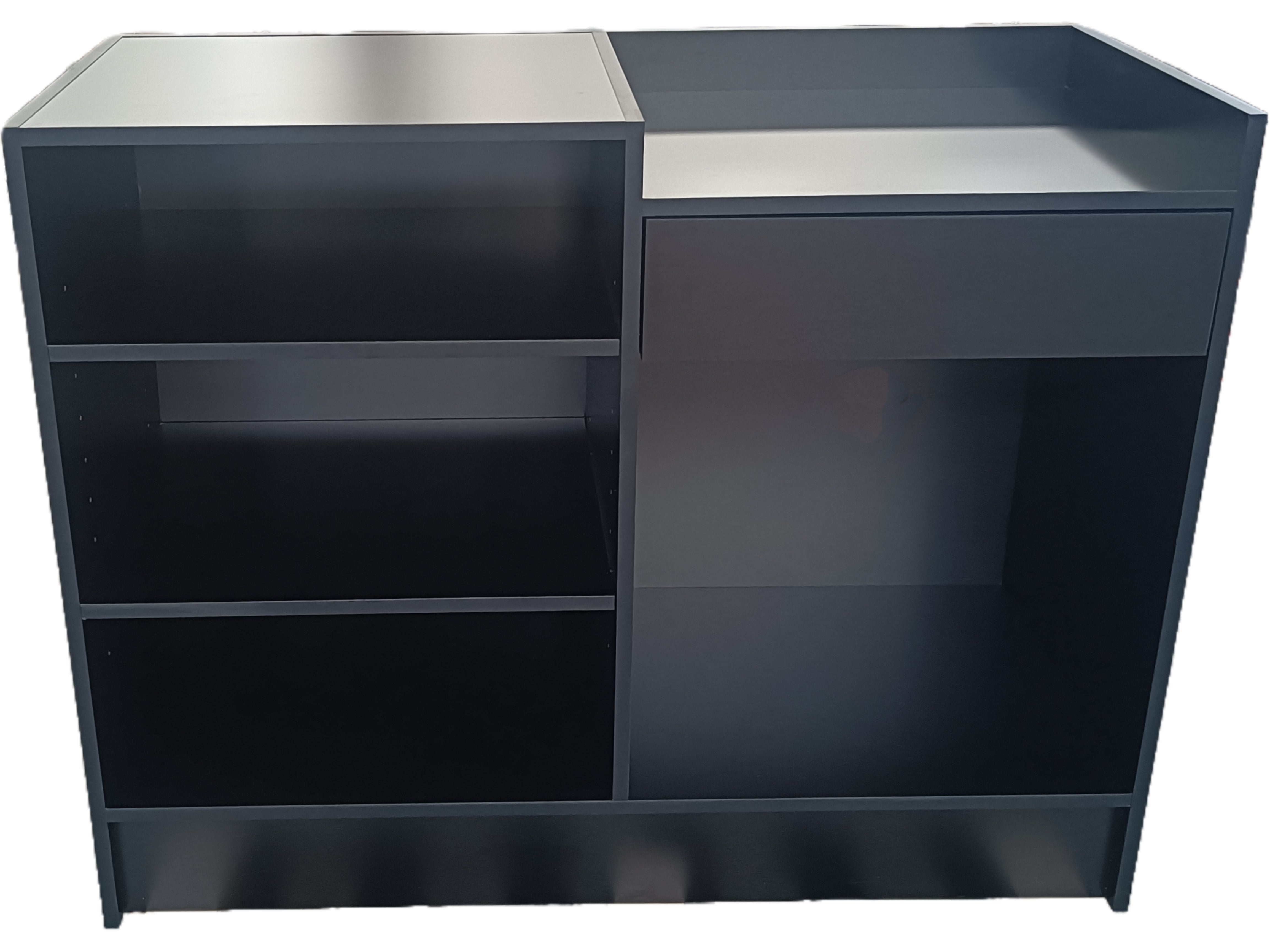 4FT Black Combo Register Stand & Wrap Counter - Heavy Duty Checkout Station for Retail Stores, Supermarkets & Boutiques
