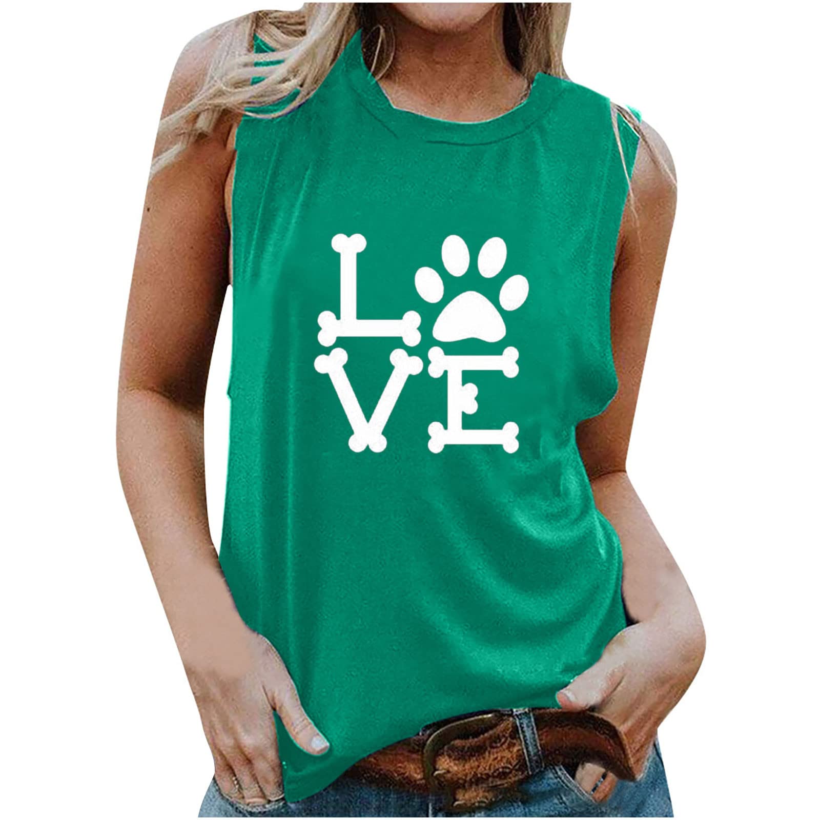 Women's Loose Tank Tops - Summer Fashion Round Neck Printed Sleeveless Casual Blouse Shirts - Perfect for Beach Outings, Yoga, and Everyday Wear