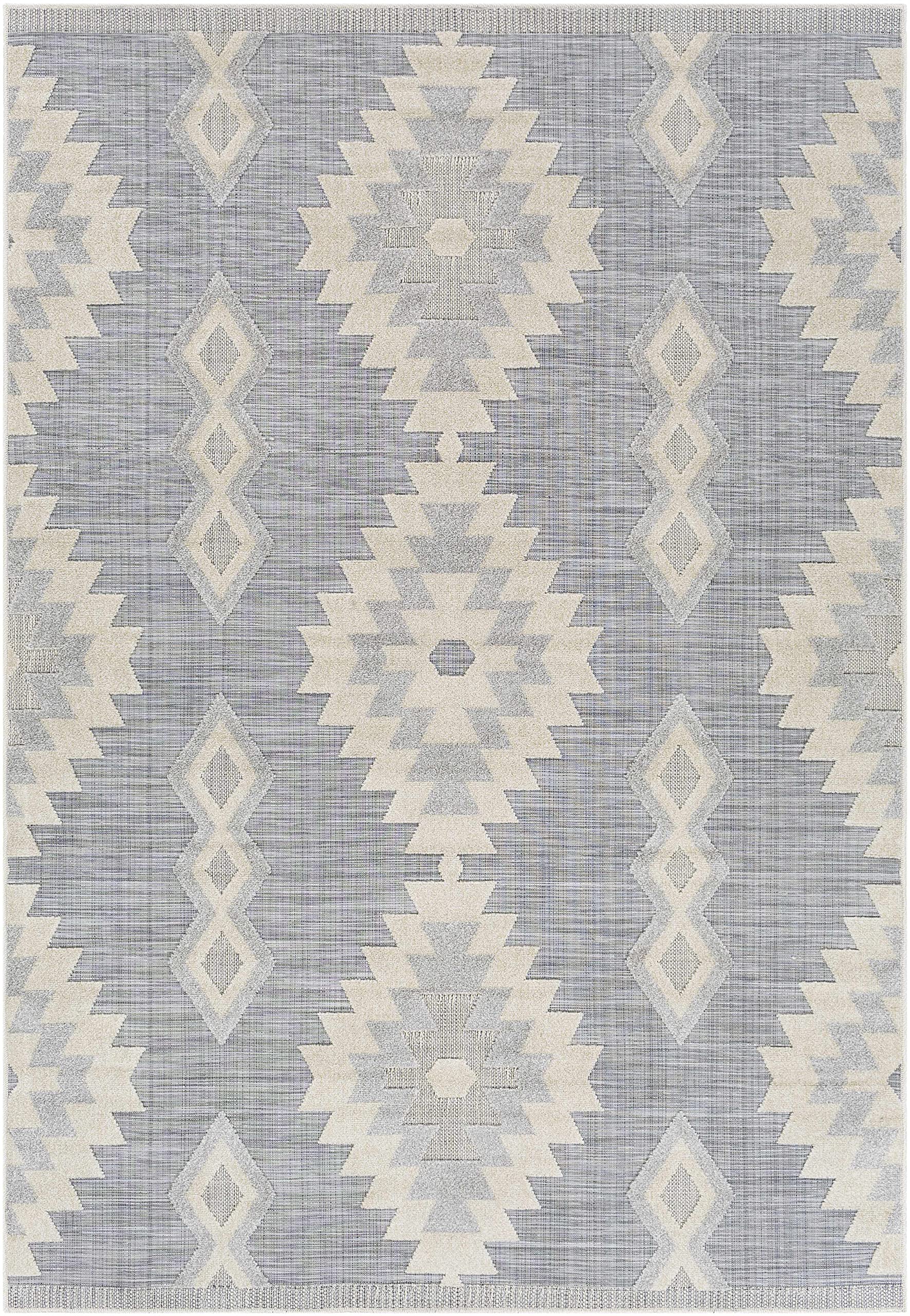 Hauteloom Alburg Southwestern Area Rug - Cream, Light Slate, Gray - 7'10