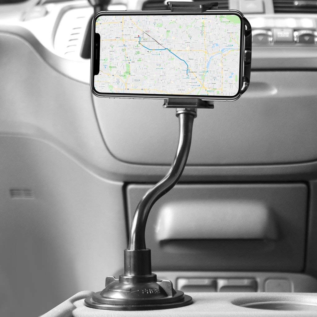 Heavy Duty Black Cup Phone Holder Mount - Compatible with Samsung Galaxy A50, iPhone & Most Smartphones - Perfect for Car, Office & Home Use