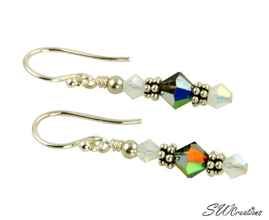 Opal Vitrail Beaded Crystal Earrings for Women - Elegant Dangle Earrings with Sparkling Glass Beads - Perfect for Weddings, Parties & Special Occasions