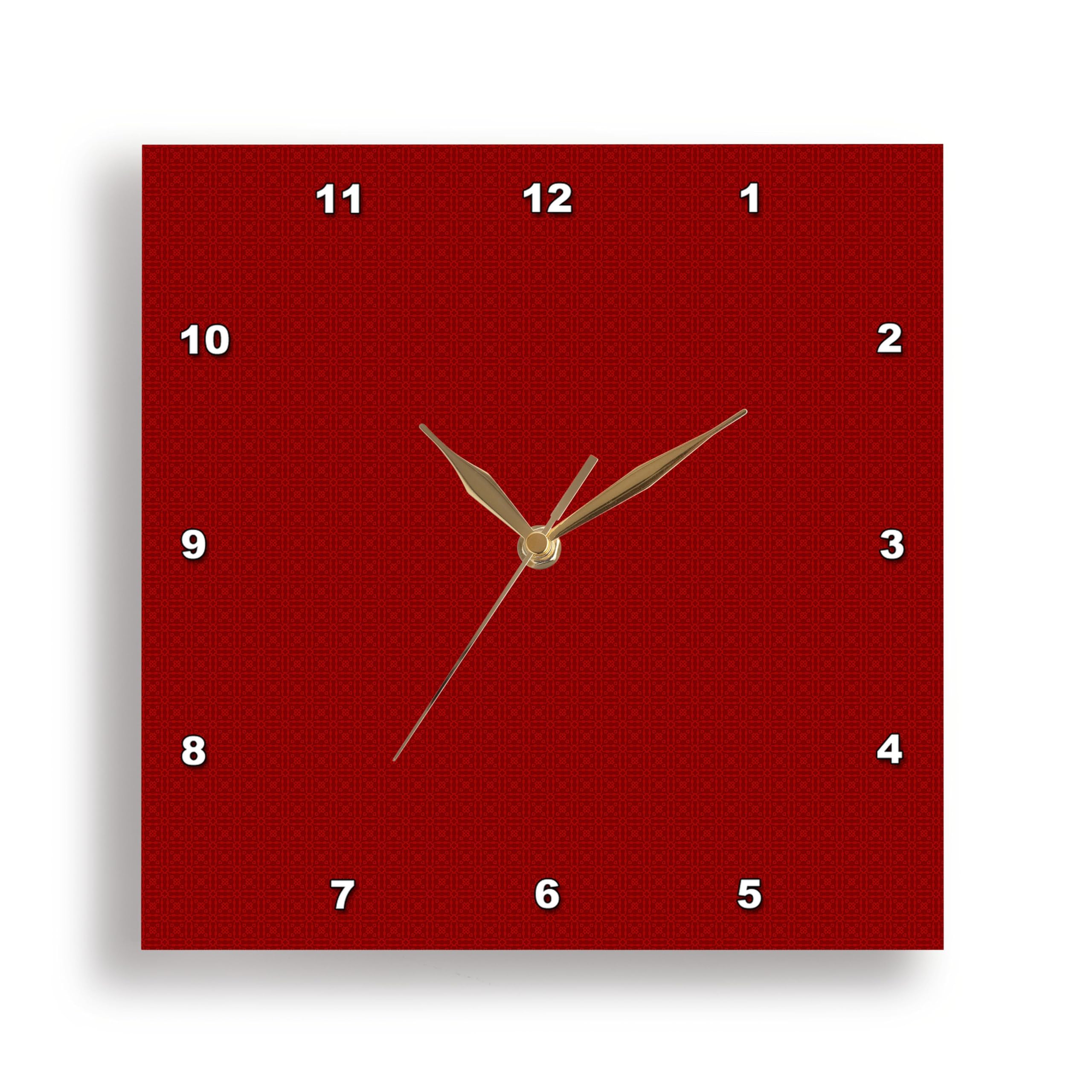 3D Rose Dark Red and Light Red Square Patterns Wall Clock - 13x13 Inch Modern Home Decor for Living Room, Bedroom, Office