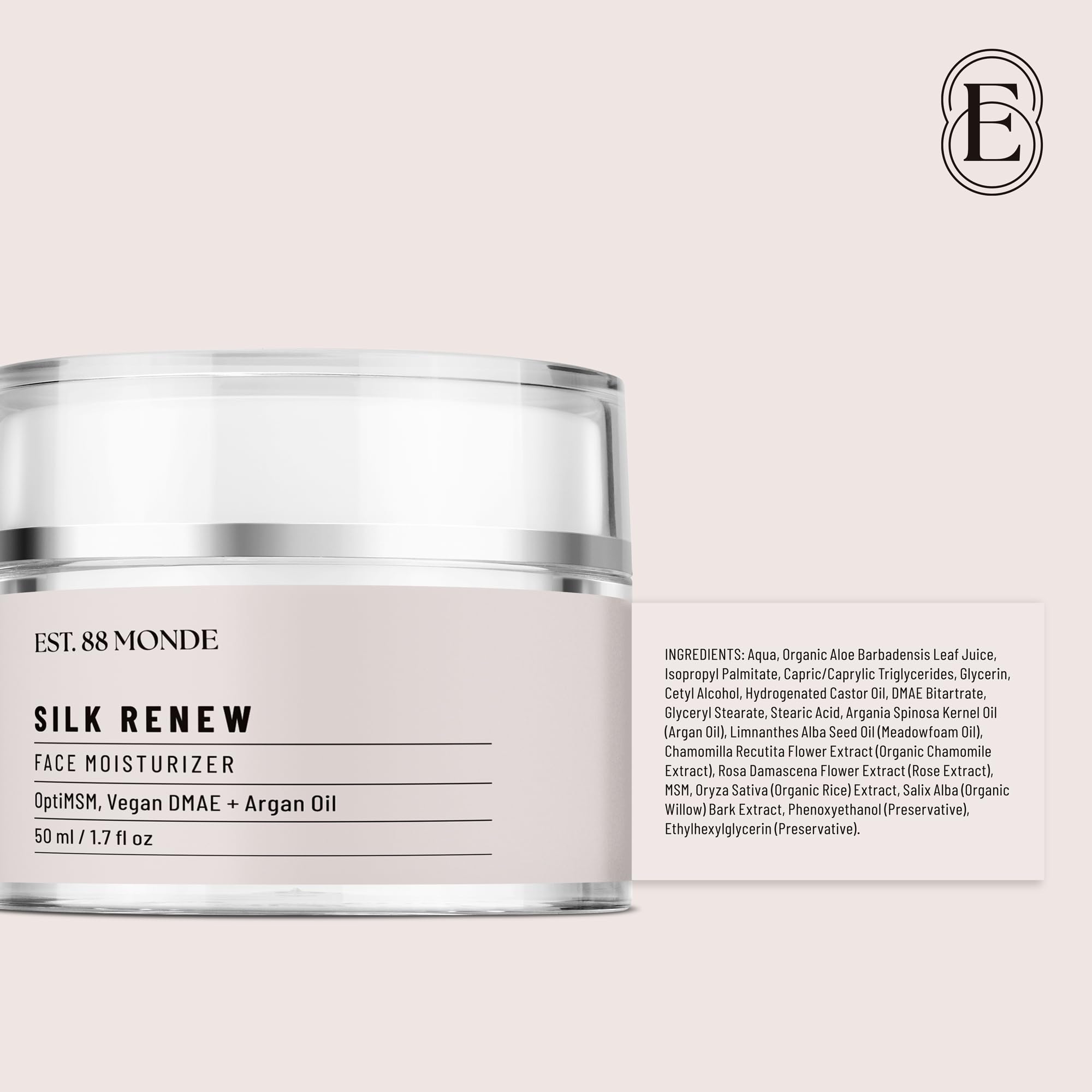 EST. 88 Monde Silk Renew Face Moisturizer 1.7 Fl. Oz, Silk Glow Face Serum 1.7 Fl. Oz & Silk Aura Eye Serum 0.5 Fl. Oz Skincare Bundle - Hydrating Anti-Aging Trio with Argan Oil, Hyaluronic Acid & Vegan Retinol for Dry, Sensitive & Mature Skin - Day & Night Routine Essentials