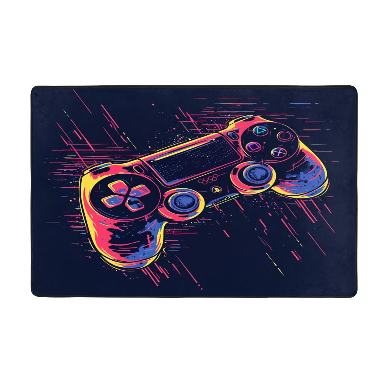 Gaming Rug for Boys & Girls - Colorful Video Game Controller Design Area Rug for Teens Playroom, Bedroom, Living Room (60''x39'') - Perfect for Gaming Room Decor, Kids Room Accessories & Cozy Home Flooring