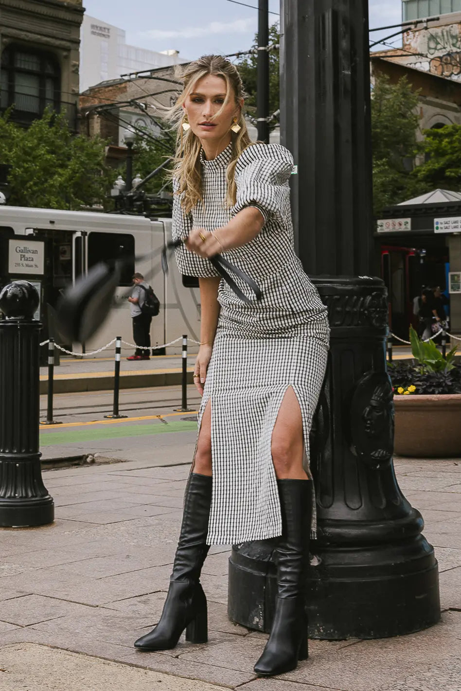 Alex Black Gingham Dress - Women's Floral Print Summer Dress for Casual Outings, Picnics & Beach Vacations