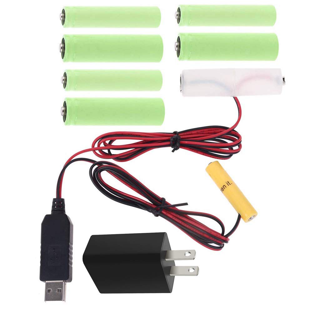 S-YUWEN 2-in-1 USB Battery Eliminator for AA & AAA (1.5V-6V Adjustable) - Replacement Power Supply Cord for LED Lights, Toys, Walkie Talkies, Cameras - Perfect for Home, Office & Outdoor Use - 4.5V Output