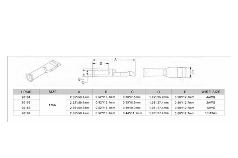 Bulldog Winch Terminals 350A 1/0AWG Heavy Duty Battery Cable Connectors - Perfect for Off-Road Vehicles, ATVs, and Marine Applications