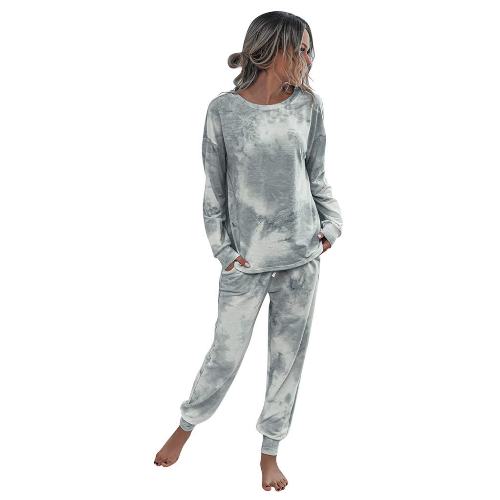 Women's Tie Dye Lounge Set - Long Sleeve Pullover & Jogger Sweatpants 2-Piece Outfit | Cozy Loungewear for Home, Yoga & Casual Wear