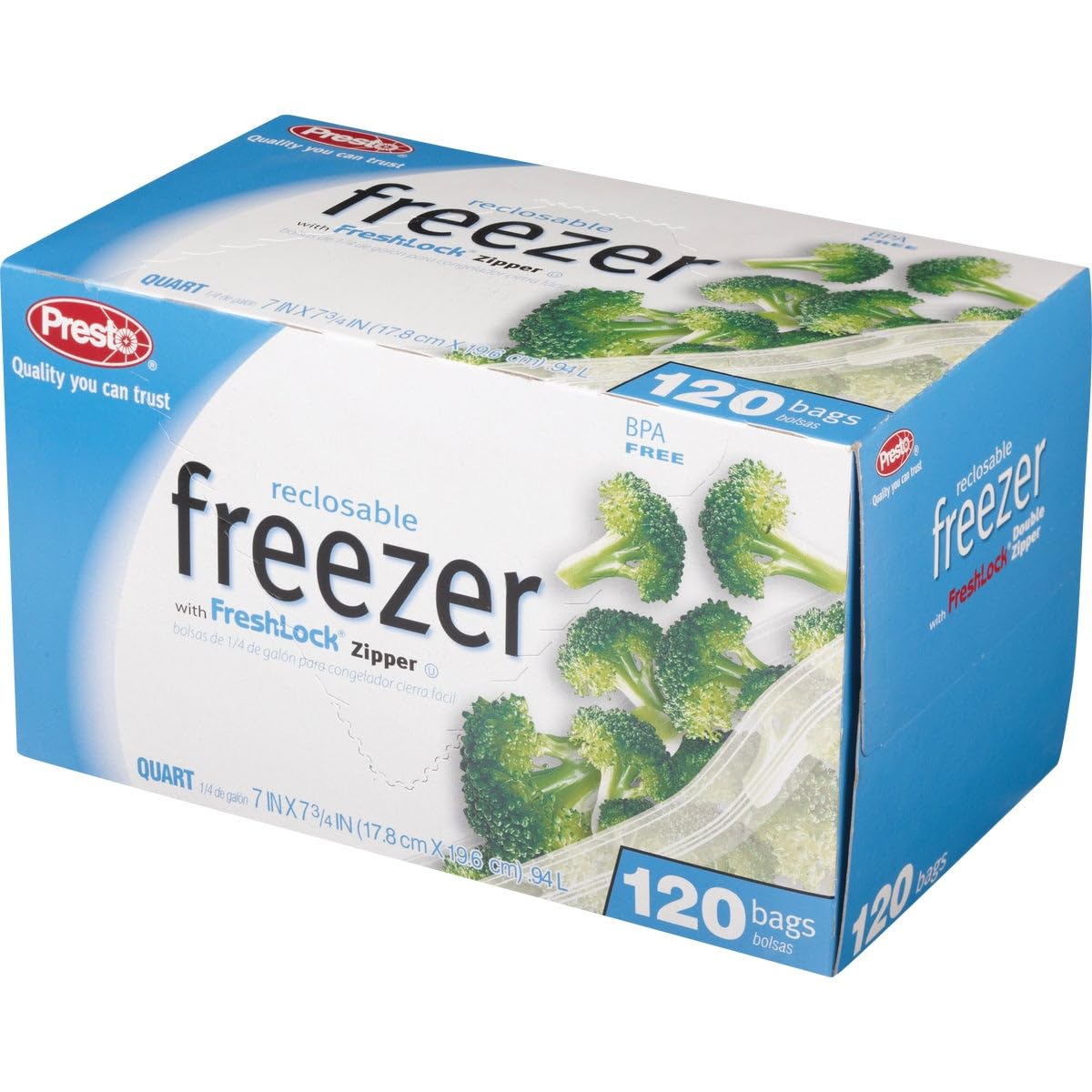 Presto Value Pak Freezer Bags - Heavy Duty Reusable Storage Bags for Food, Meal Prep & Freezing - Ideal for Leftovers, Snacks & Sous Vide Cooking