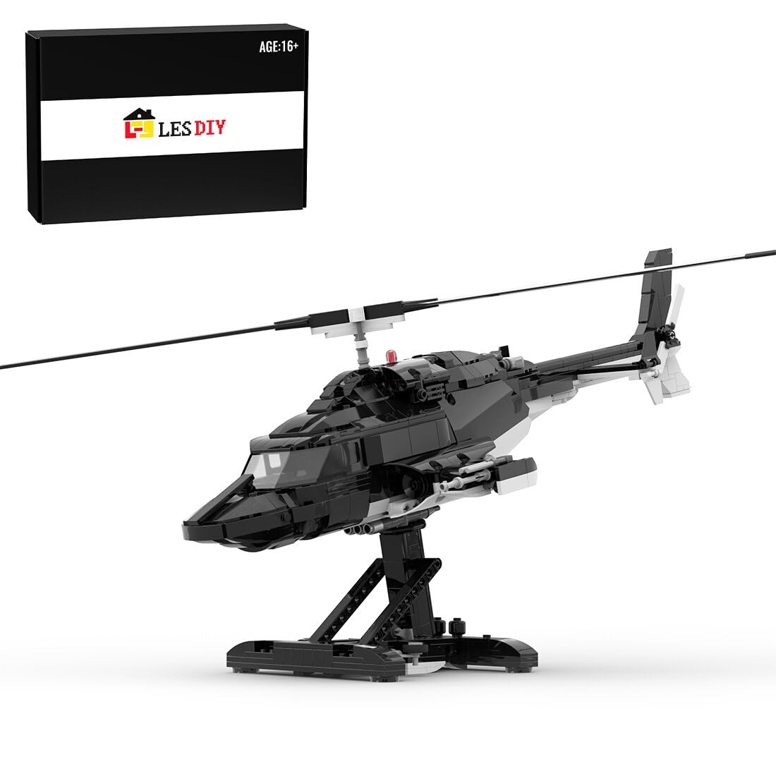 WW2 Military Airwolf Helicopter Model Building Kit - 1039Pcs MOC Army Aircraft Construction Toy for Kids & Adults | Compatible with Lego Technic Bricks | Perfect for History Enthusiasts & STEM Education