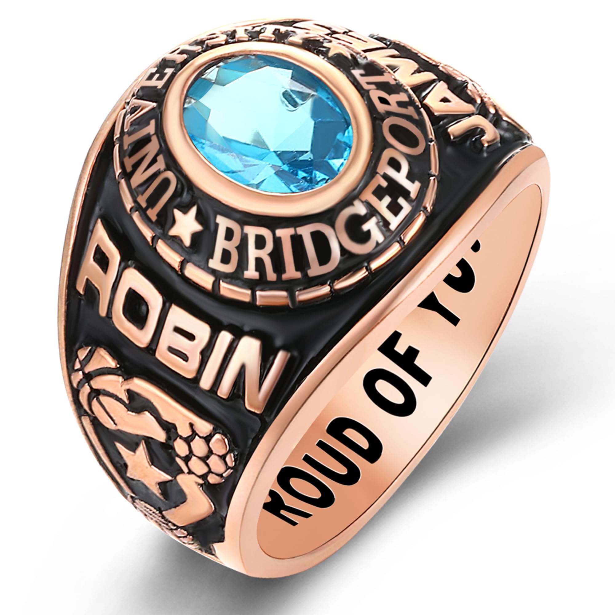 Custom Personalized Class Rings for Men & Women - 10KT Gold, Sterling Silver, Birthstone Options - High School Graduation Rings Size 5-15 - Perfect for Commencement, Alumni Gifts & School Spirit