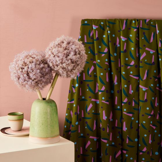 Viscose Crepe Fabric with Lenzing™ EcoVero™ Sustainable Fibers - Atelier Brunette Java Ivy Green - Perfect for Dresses, Blouses & Eco-Friendly Fashion