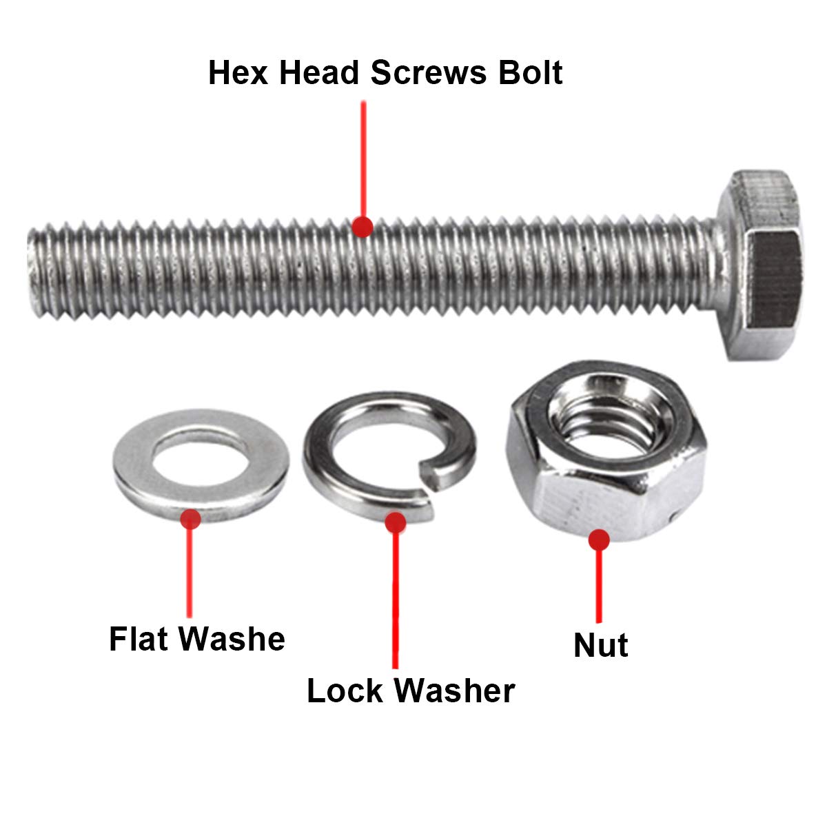 1/4-20x1 Stainless Steel Hex Screws & Nuts Kit (10 Sets) - for DIY & Repairs