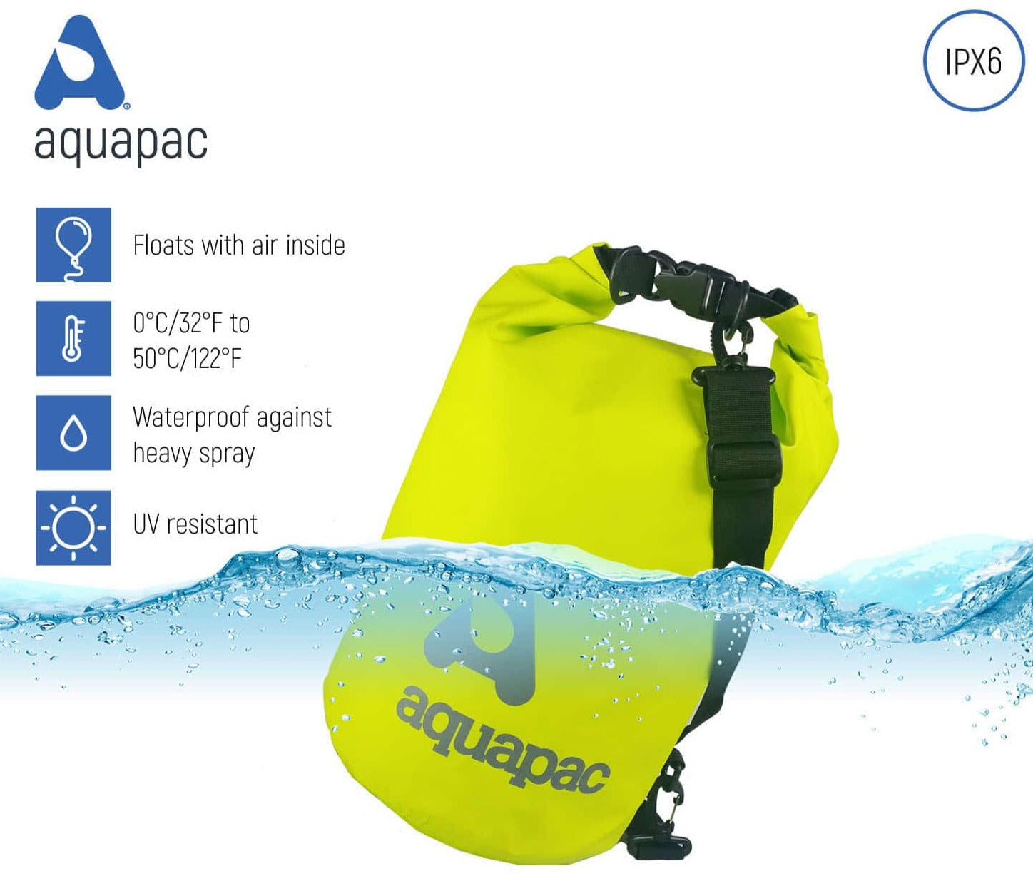 Aquapac Waterproof Dry Bag 15L - Lightweight & Durable for Kayaking, Camping, Hiking & Beach Trips