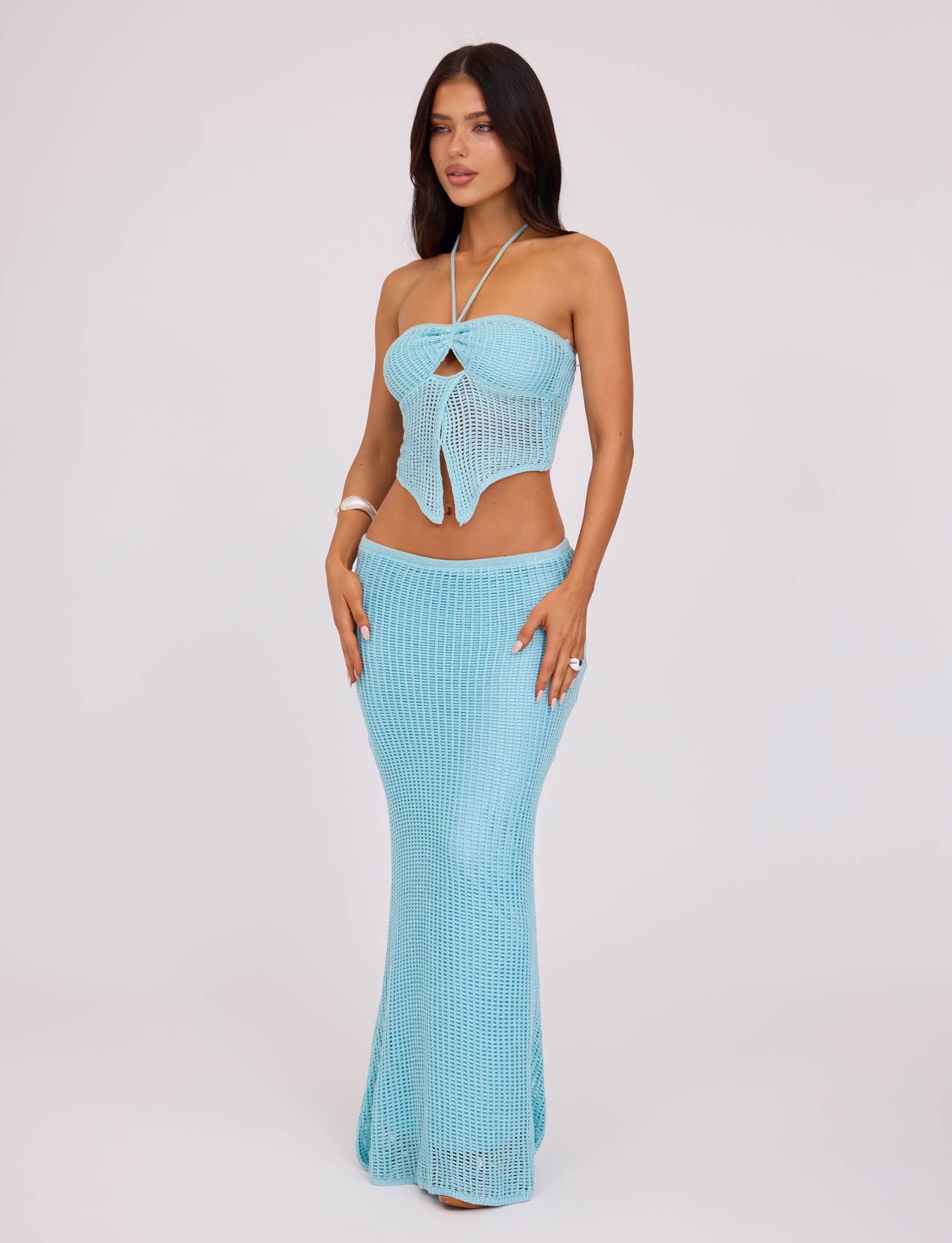 SHAH TOP - Pale Blue & Pastel Blue Women's Casual T-Shirt | Soft Cotton Comfort Fit | Perfect for Summer Outfits, Beach Wear & Everyday Fashion