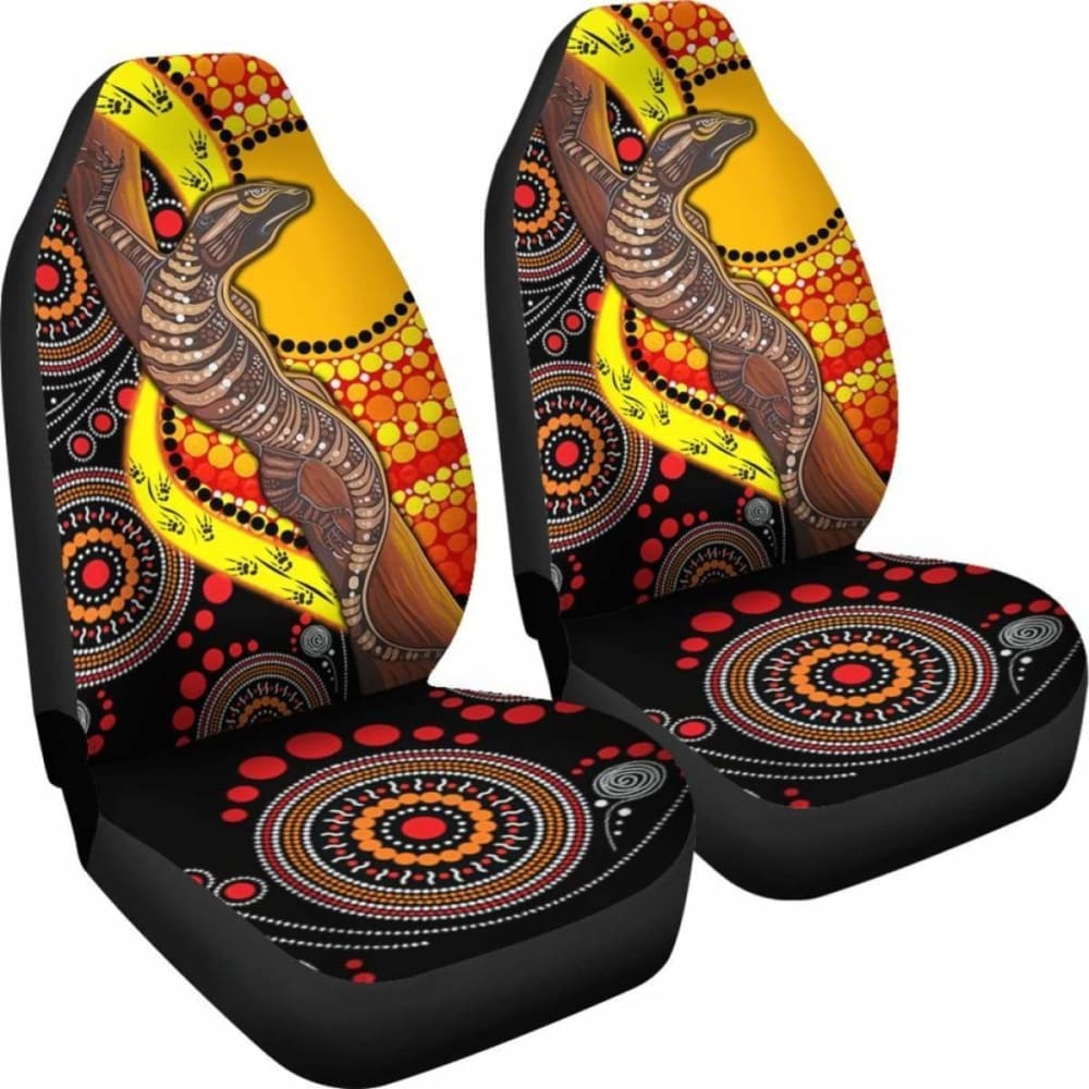 Premium Australian Aboriginal Dot Painting Car Seat Covers - Sun & Lizard Design | Universal Fit for Cars, SUVs & Trucks | Durable & Stylish Protection for Daily Commute, Road Trips & Outdoor Adventures