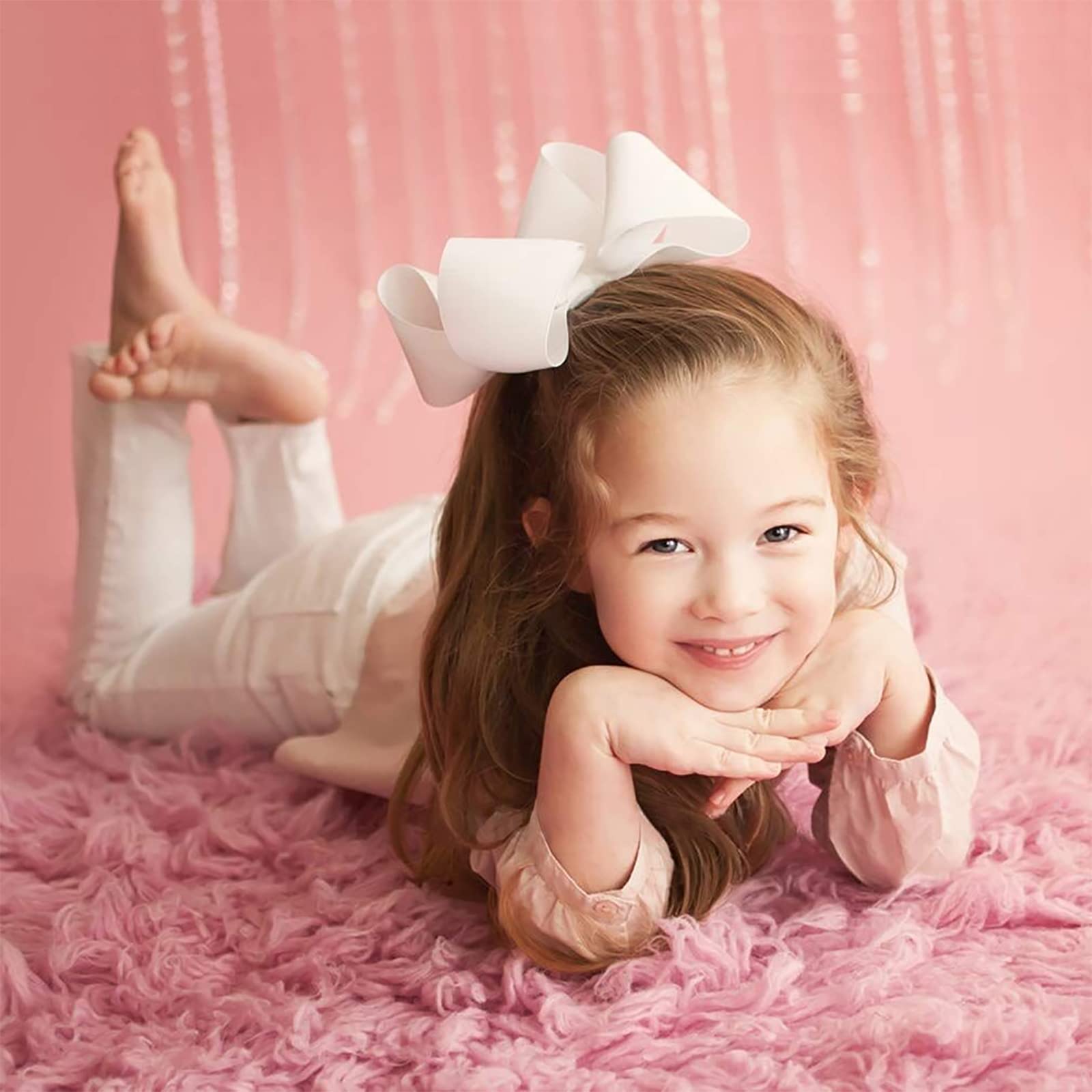 Oaoleer 12-Pack Large Hair Bows for Girls - 6 Inch White Grosgrain Ribbon Boutique Hair Clips with Alligator Clips - Perfect Hair Accessories for Toddlers, Little Girls & Kids (Great for Parties, School, Photos & Special Occasions)