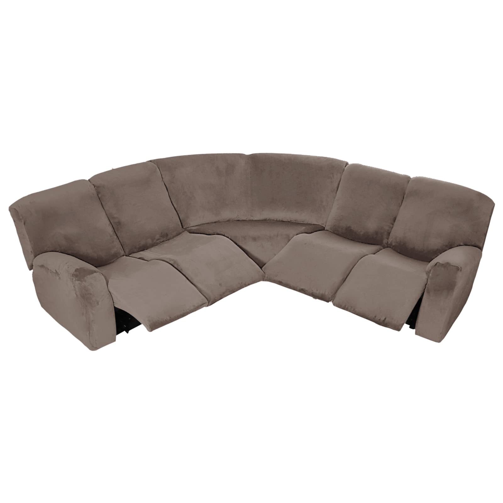 7-Piece L-Shaped Velvet Stretch Recliner Corner Sofa Cover - Soft, Washable & Durable Furniture Protector for Sectional Sofa Sets | Perfect for Living Room, Home Theater & Family Gatherings (Leather)