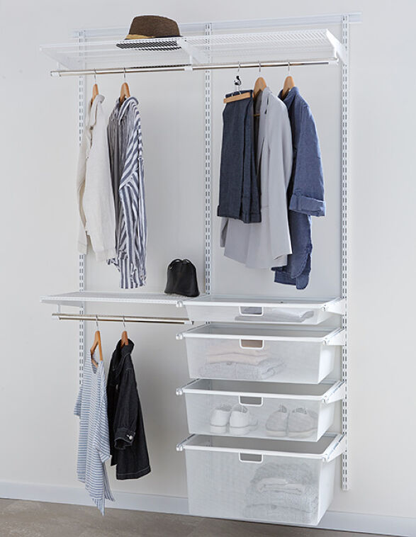 Elfa Basic Wardrobe 2 - 45cm Closet Organizer System with Shelves & Hanging Rod - $165.03 - Perfect for Bedroom, Walk-in Closet & Small Space Storage Solutions
