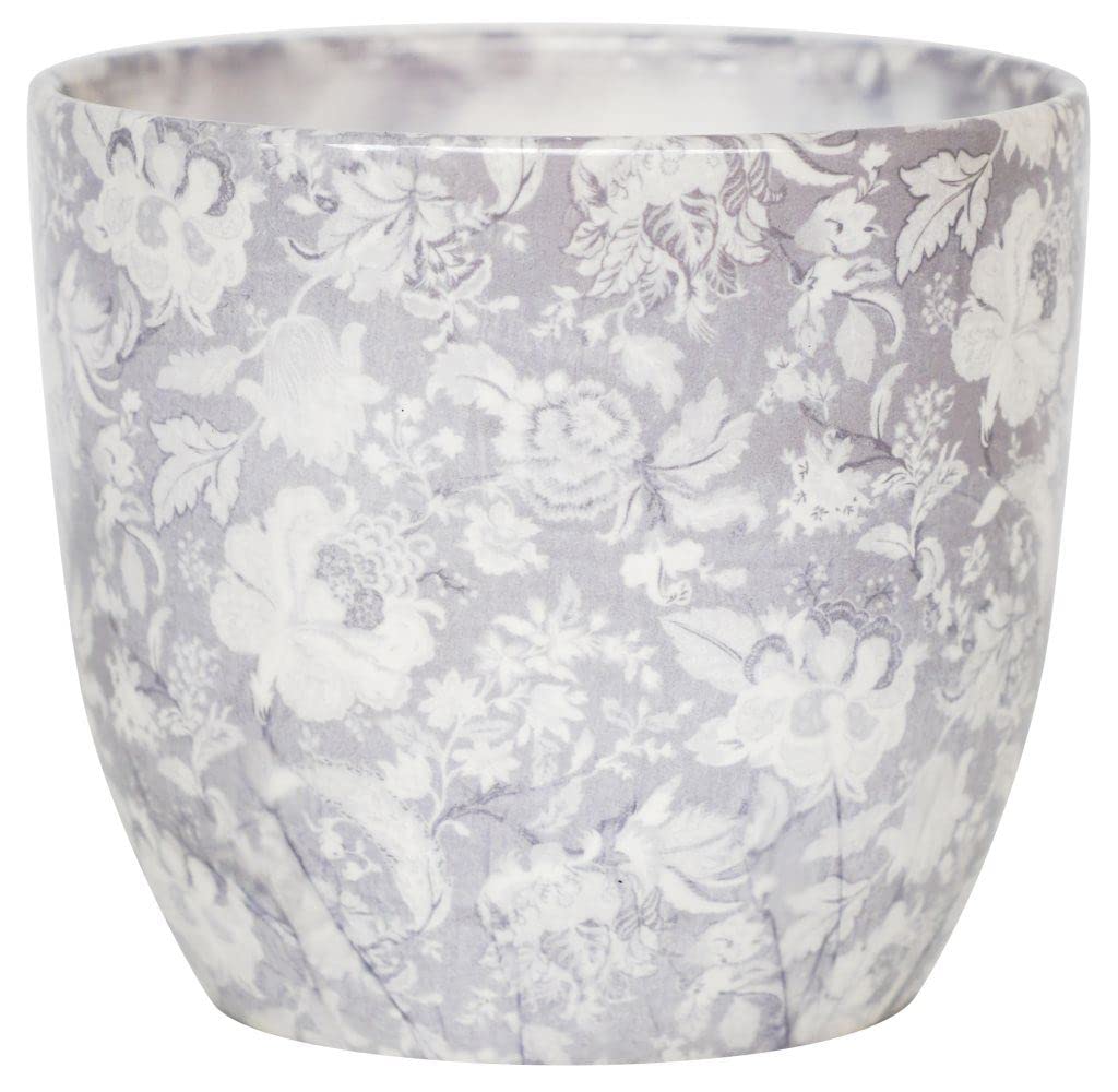 Ceramic Planter Pot - 13cm Grey Indoor/Outdoor Flower Pot for Home Decor, Office, Garden, and Patio Plants