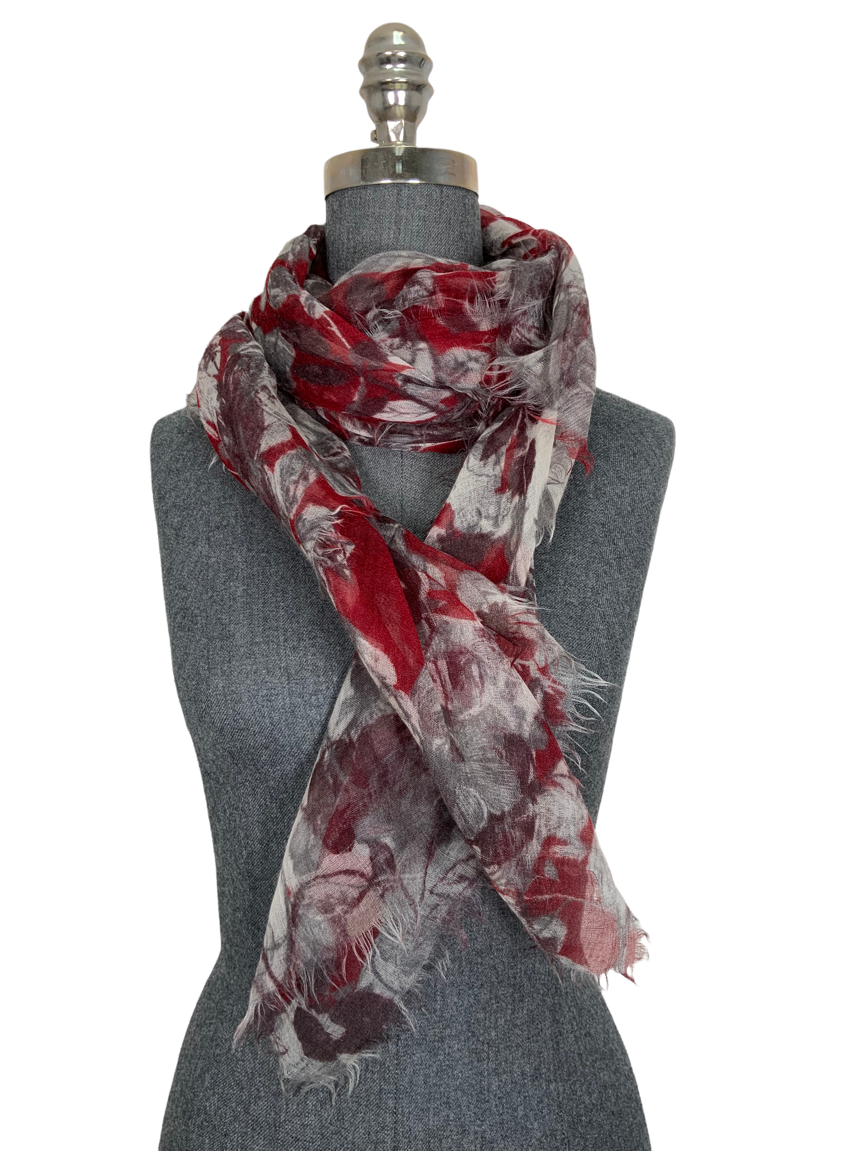 Loro Piana Floral Cashmere Fringe Trim Oblong Scarf - Luxury Soft Warm Winter Shawl Wrap for Women, Perfect for Office, Travel & Special Occasions