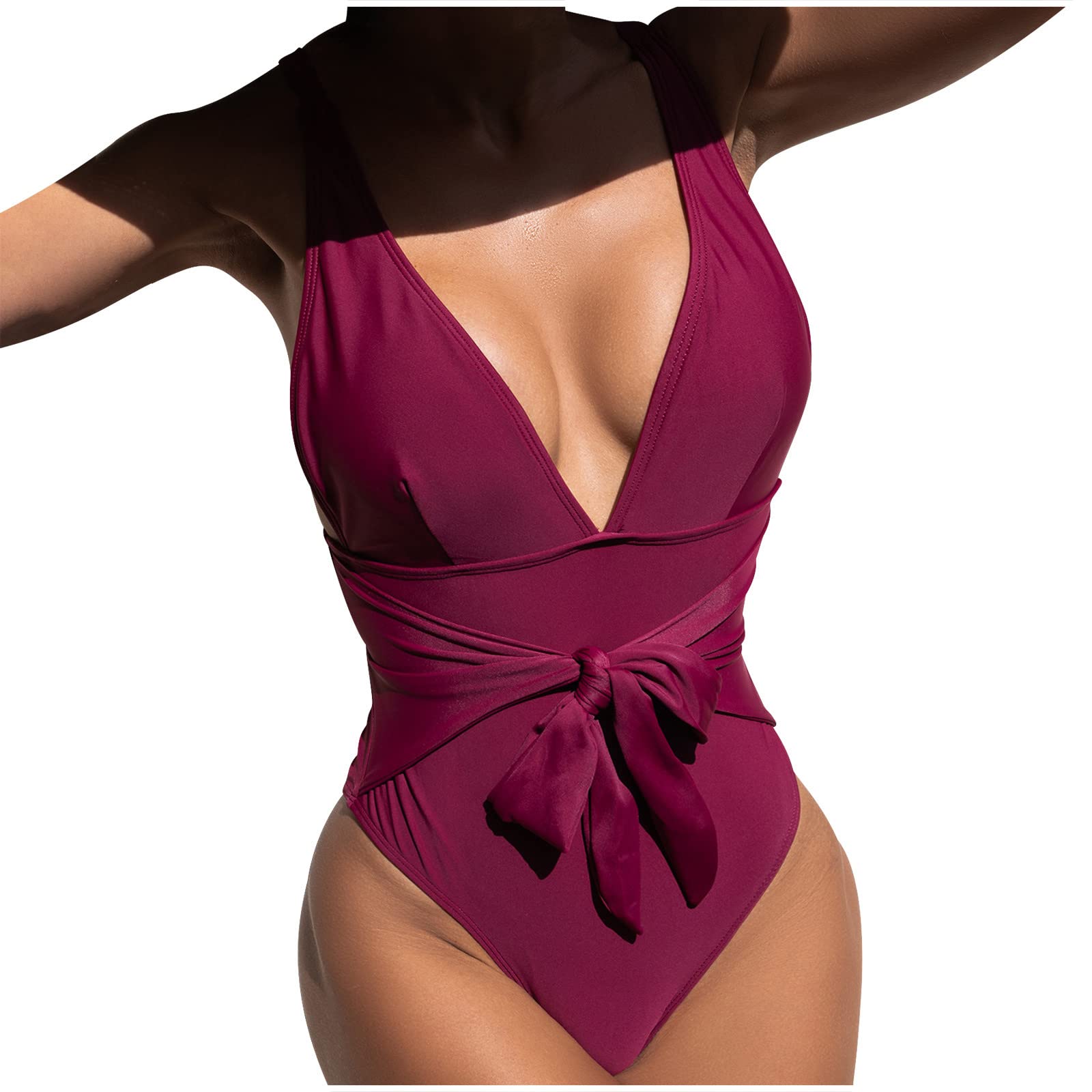Sexy Deep V Neck One Piece Swimsuit for Women - Tummy Control Ruffle Bathing Suit with Adjustable Straps | Perfect for Beach Vacation, Pool Party & Summer Swimwear
