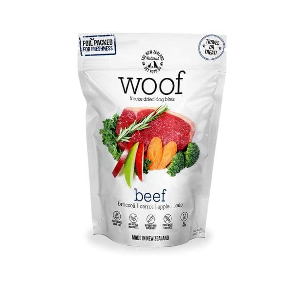 Premium WOOF Beef Freeze-Dried Raw Dog Food - Grain-Free, High-Protein Nutrition for All Breeds (2 Size Options) - Perfect for Training Treats, Meal Toppers & Outdoor Adventures