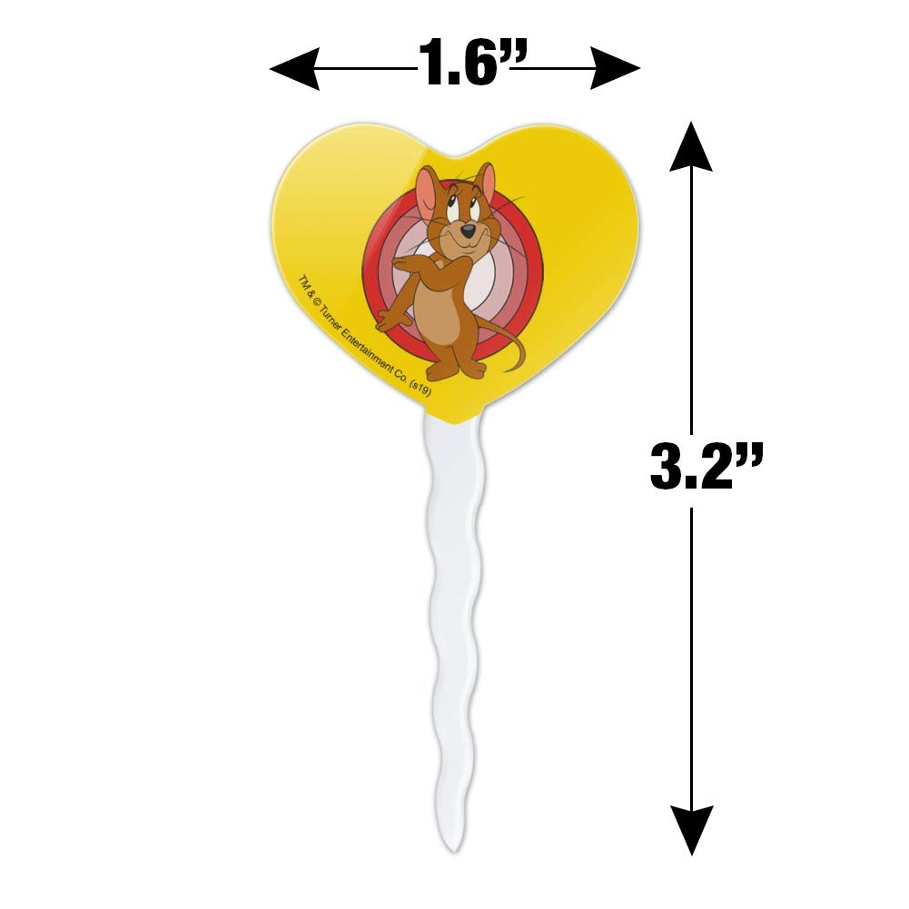 Tom and Jerry Heart-Shaped Cupcake Toppers Set of 6 - Cute Cartoon Character Baking Decorations for Birthday Parties, Baby Showers & Themed Events
