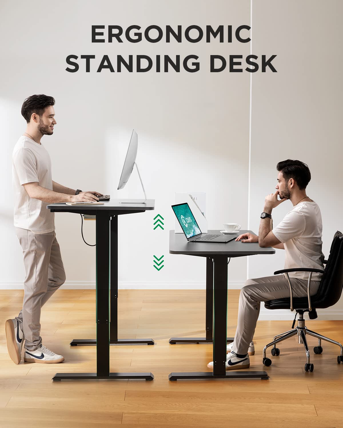 Totnz Electric Standing Desk - Adjustable Height Sit Stand Desk for Home Office, 55x24 Inches with Hook - Perfect for Remote Work & Ergonomic Workspace Setup