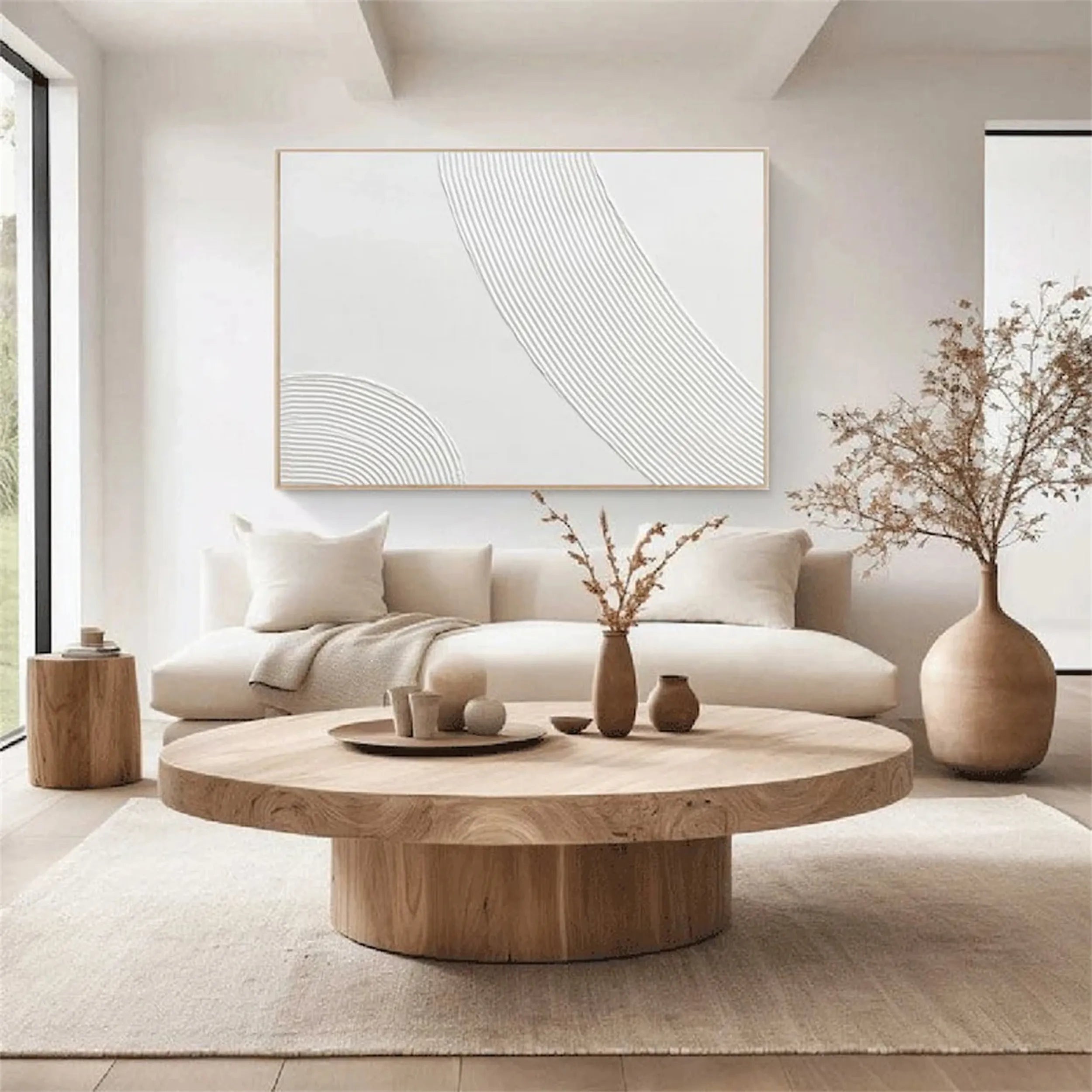 White Minimalist Textured Painting Canvas #MM204 - Premium Abstract Wall Art for Modern Home & Office Decor