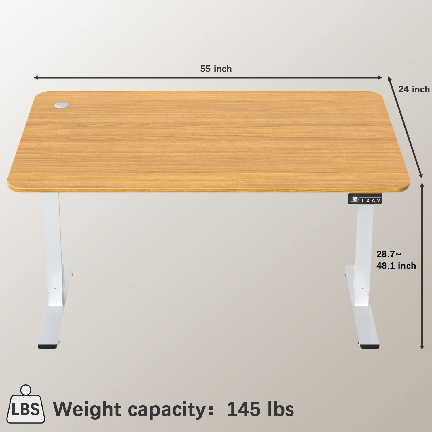 Furmax Electric Height Adjustable Standing Desk 55 x 24 Inches - Sit Stand Home Office Computer Desk with Memory Preset & T-Shaped Metal Bracket (Wood Finish) - Perfect for Remote Work, Gaming & Study Spaces