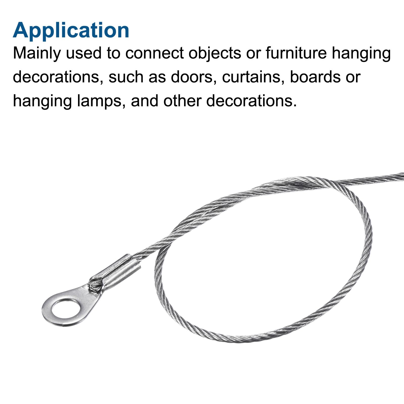 PATIKIL 4 Pack Stainless Steel Lanyard Cable - 1.5mm x 10cm Security Wire Rope with Eyelets & 4 Key Rings - Durable Keychain for Keys, ID Badges, Tools, and Outdoor Gear - Perfect for Office, Home, Travel, and Camping Use