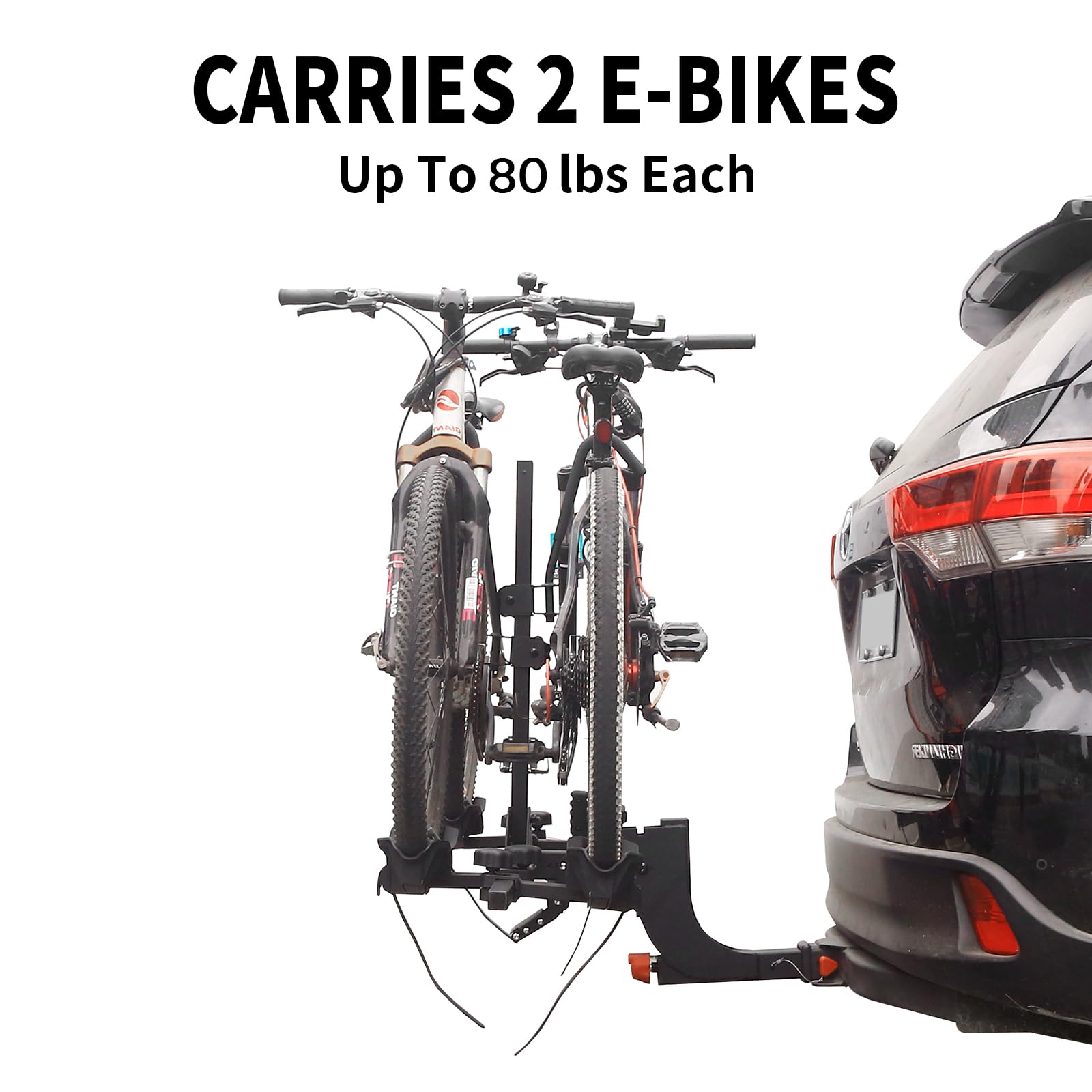 WEIZE 2-Bike Hitch Mount Rack - Wobble-Free Smart Tilting Folding Electric Bike Carrier with Lock | 2