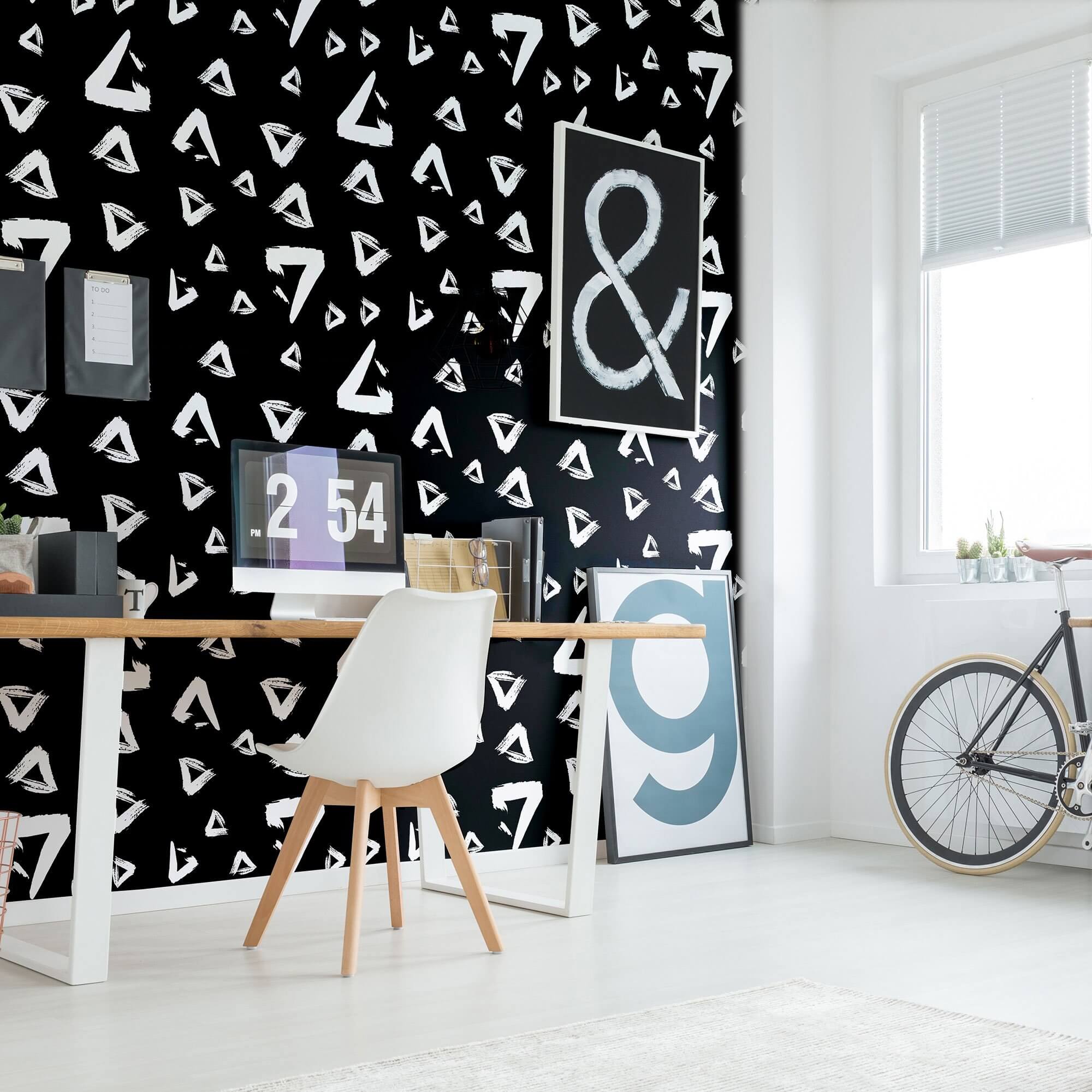 Black Pattern Teens Peel and Stick Removable Wallpaper 6078 - Self-Adhesive Decorative Wall Covering for Bedroom, Dorm, Nursery & Home Decor