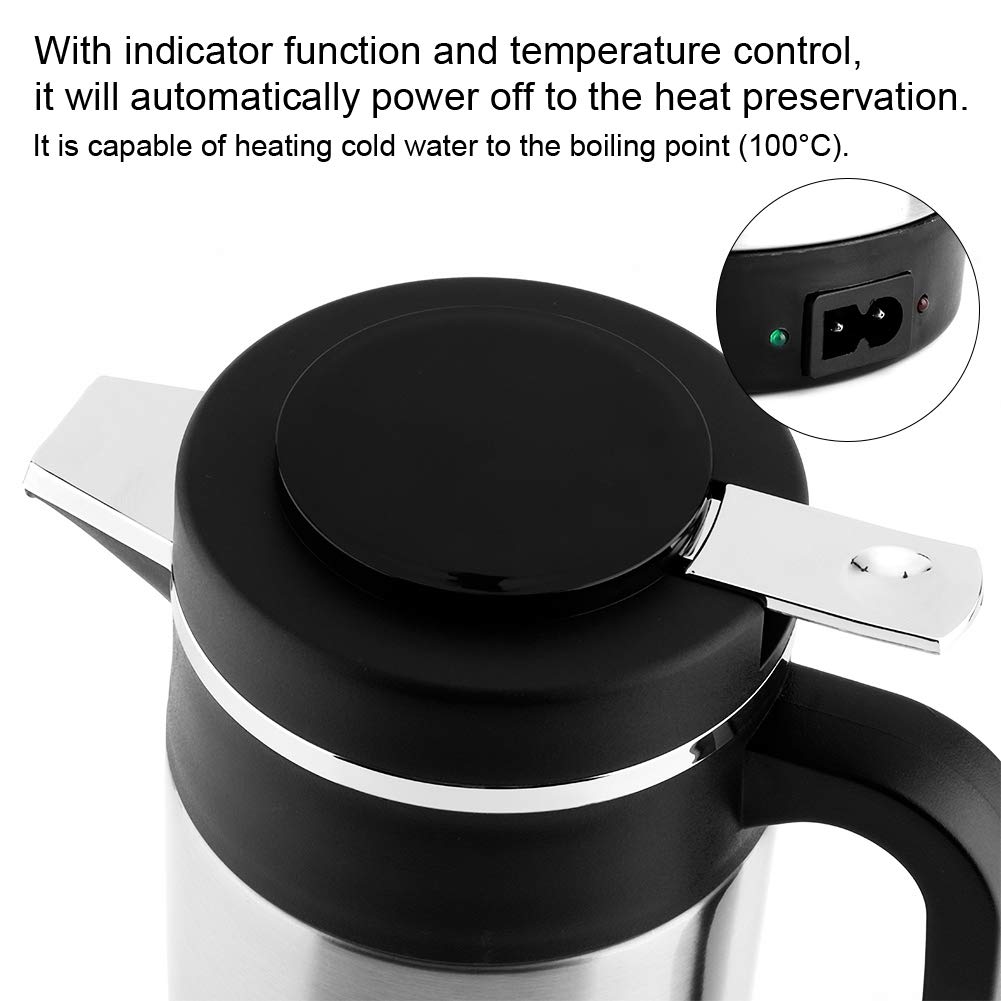 12V Stainless Steel Electric Kettle 1000ML - Portable Car Kettle for Coffee, Tea & Hot Water | Perfect for Road Trips, Camping & Office Use
