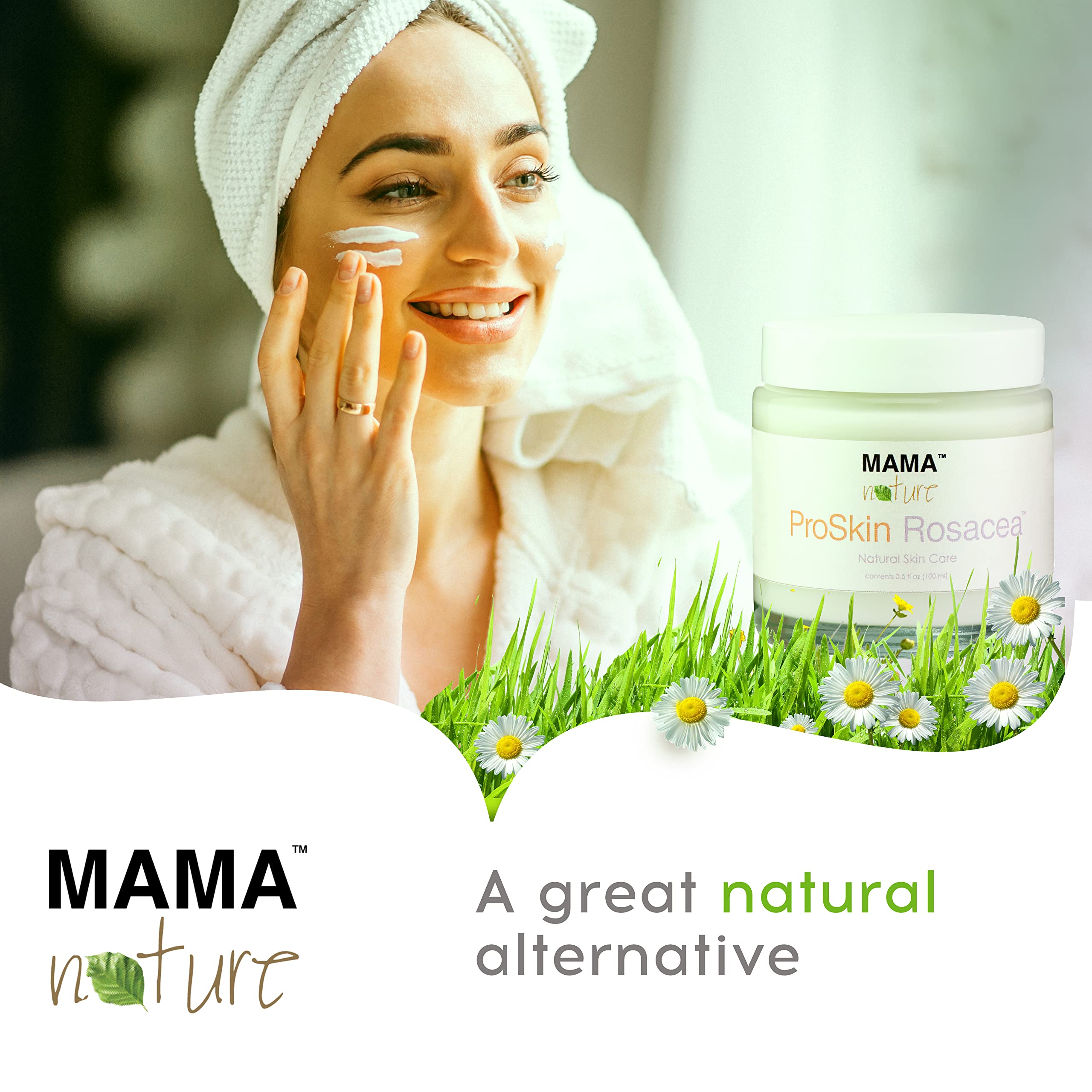 Rosacea Relief Day & Night Cream - Mama Nature ProSkin Face Lotion | All Natural Hydrating & Nourishing Skincare Treatment | Handmade in UK | 3.5 fl oz/100ml | Perfect for Sensitive Skin & Redness Reduction