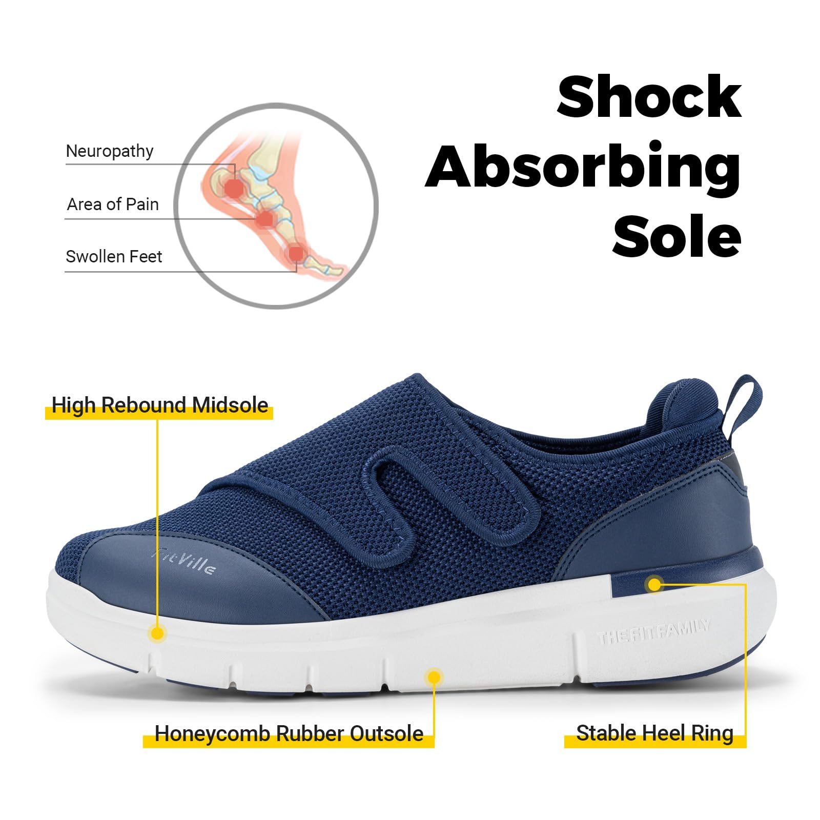 **FitVille Diabetic Shoes for Men – Extra Wide Width XX-Wide Orthopedic Slip-On Sneakers with Adjustable Closure & Arch Support – Therapeutic Cushioning for Swollen Feet – Ideal for Walking, Standing & Daily Comfort**