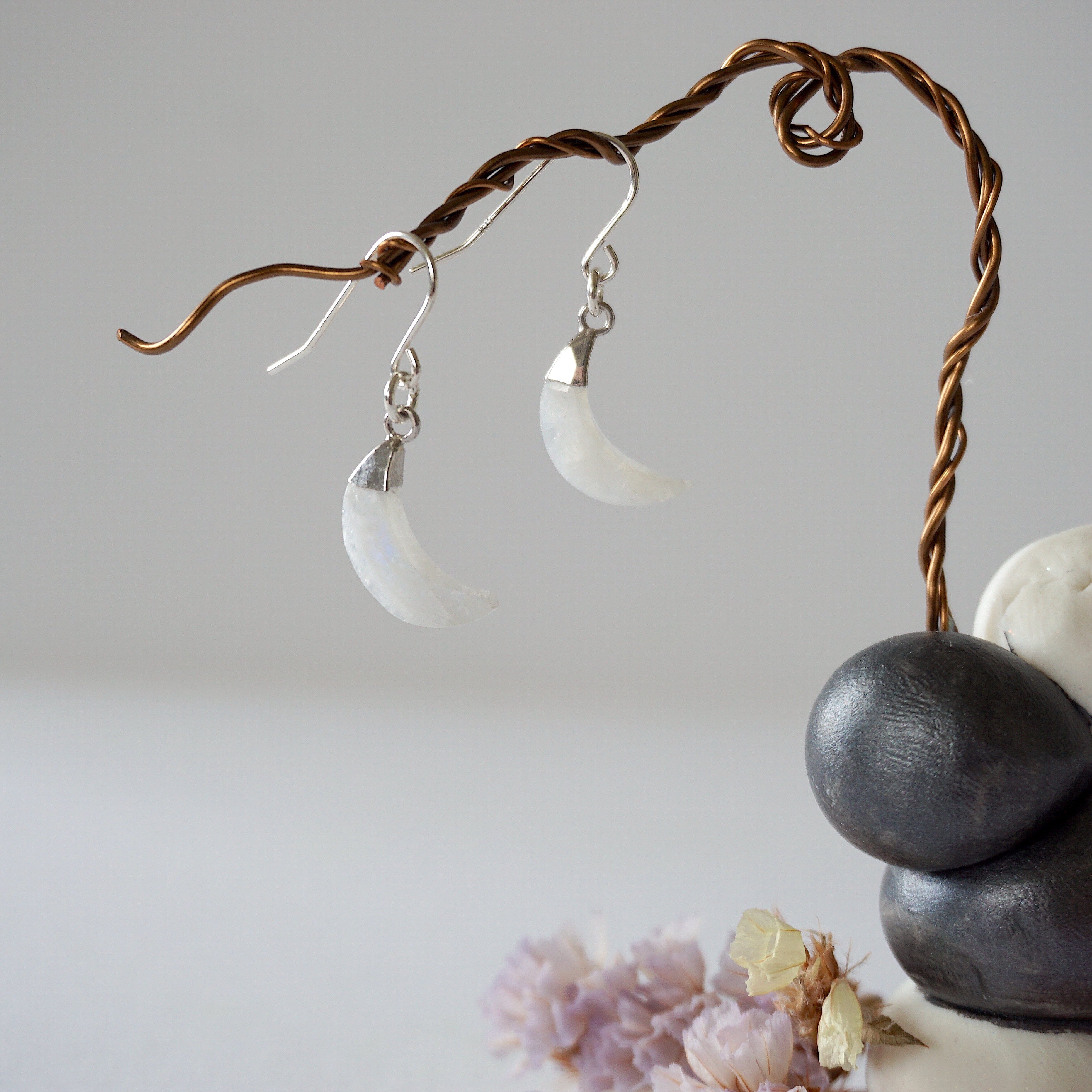 Rainbow Moonstone Drop Earrings - Sterling Silver Dangle Earrings for Women - Elegant Boho Jewelry for Parties, Weddings & Everyday Wear