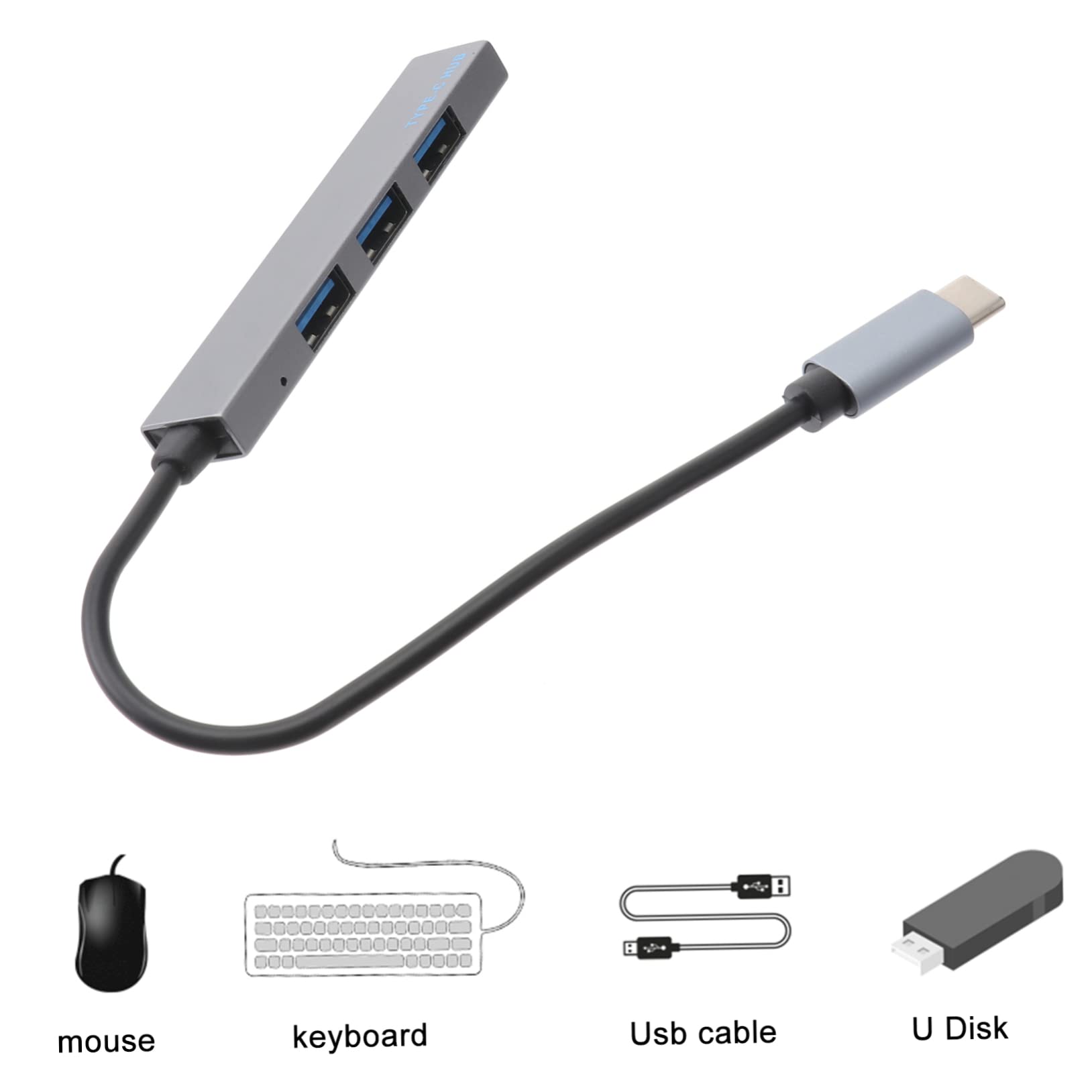 Homoyoyo 3-Port USB Hub Adapter - USB 3.0 Splitter with Aluminum-Magnesium Alloy for Laptop, PC, MacBook - Portable USB Device Connector for Office, Home & Travel Charging Needs