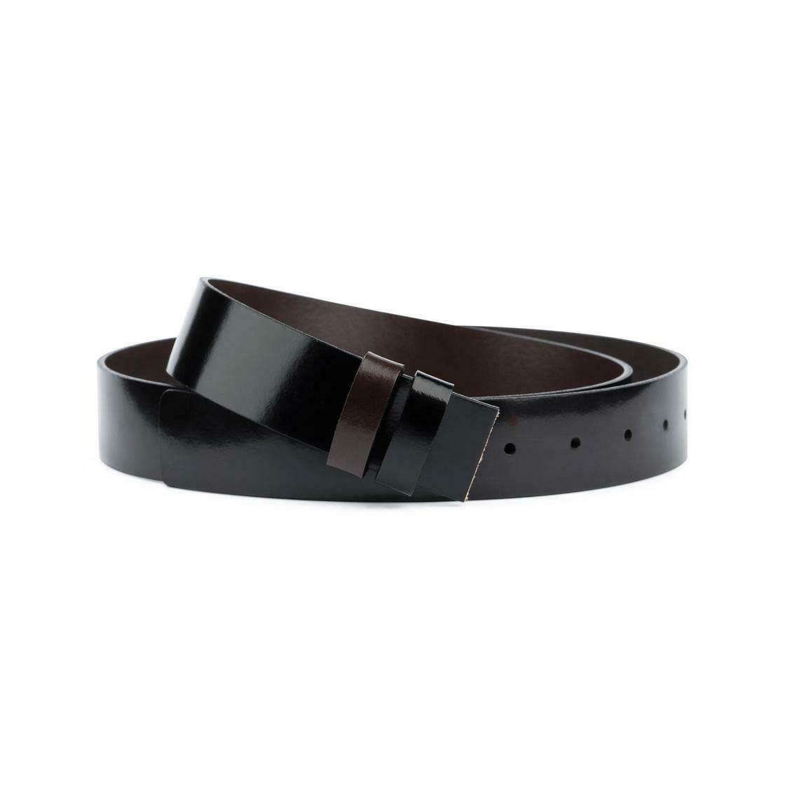 Premium Black & Brown Patent Leather Reversible Belt for Men - 35mm Width - Compatible with Dunhill Buckles | Formal & Business Attire, Office Wear, Dress Pants